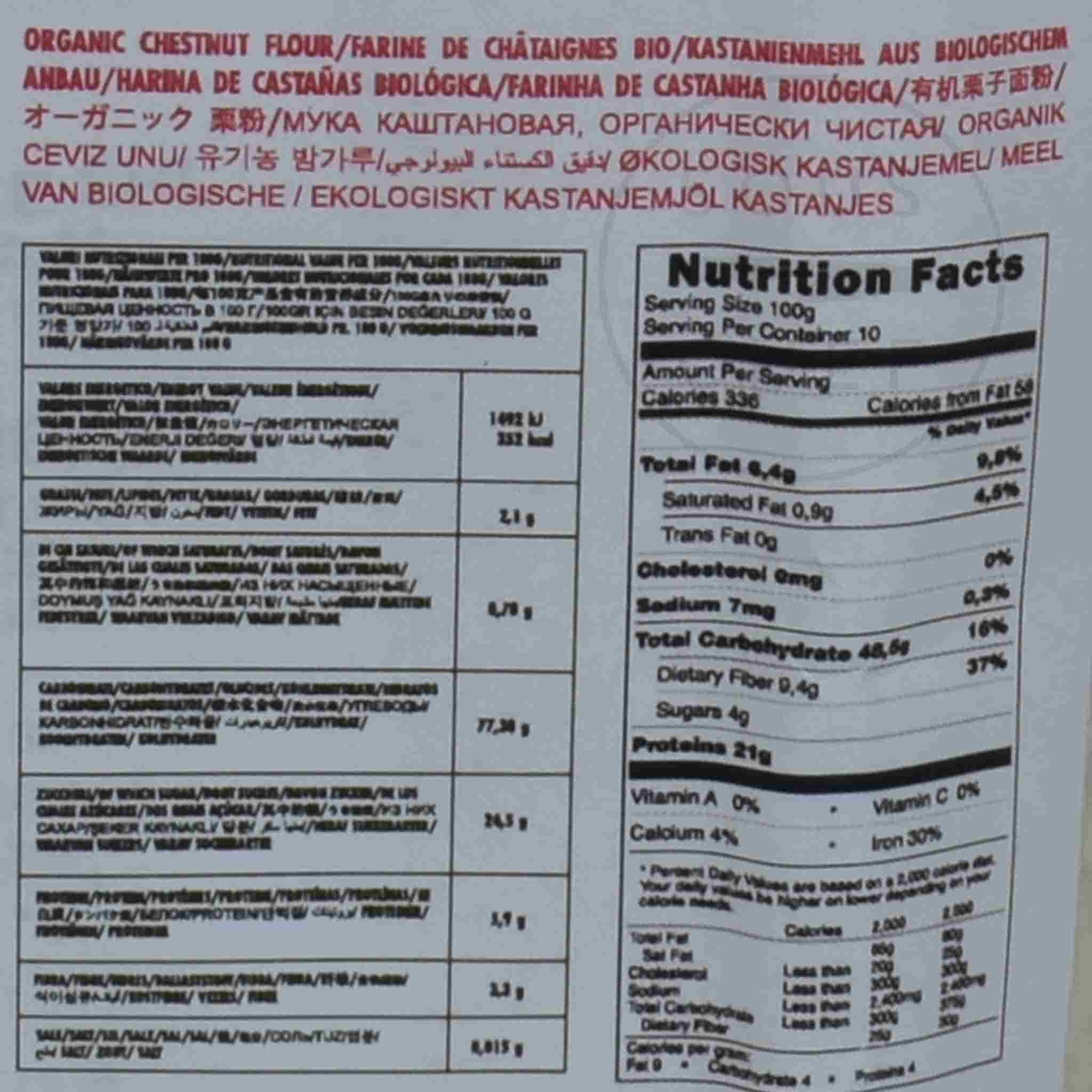 Mulino Marino Organic Chestnut Flour, 500g - Image 2