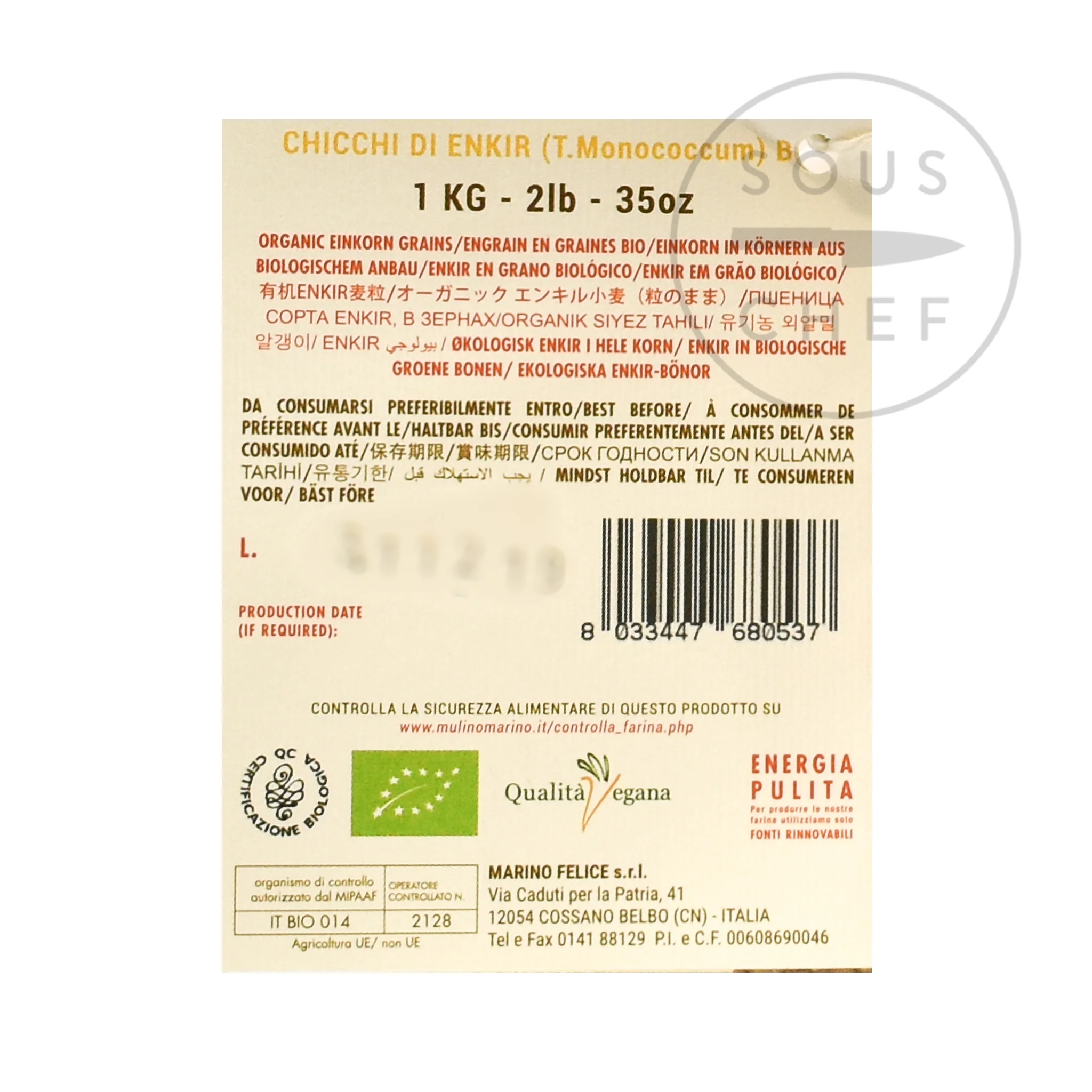 Mulino Marino Organic Enkir (Einkorn) Spelt Grain, 1kg - Image 5
