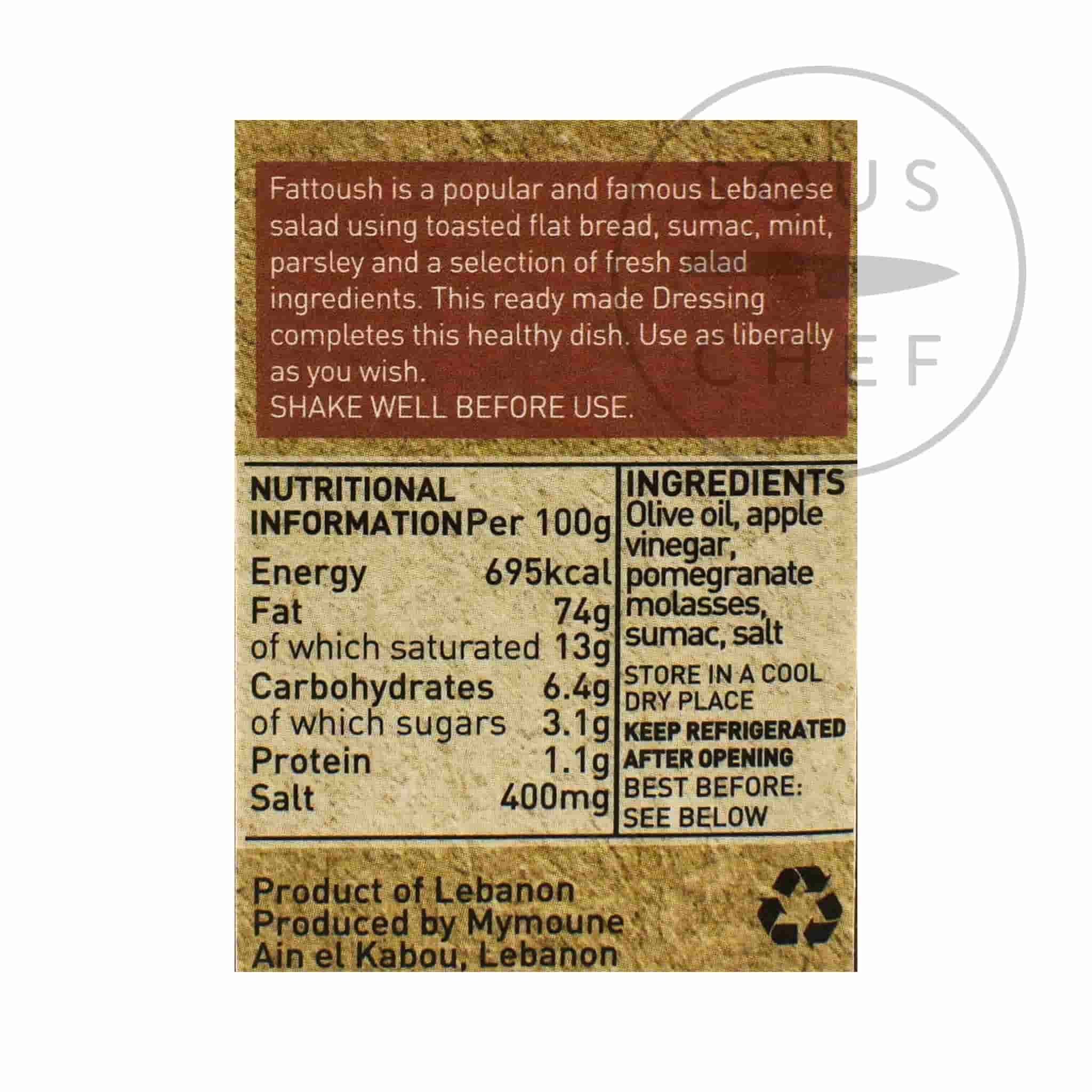 Mymoune Lebanese Fattoush Salad Dressing, 250ml - Image 2