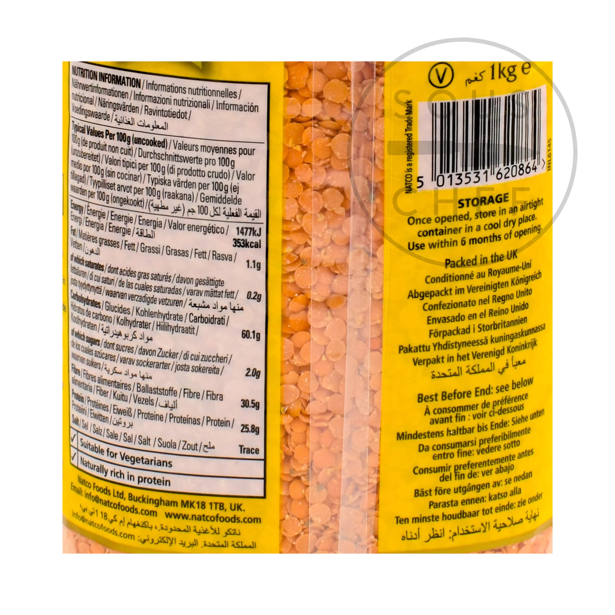 Red Lentils (Masoor Dal), 1kg - Image 2