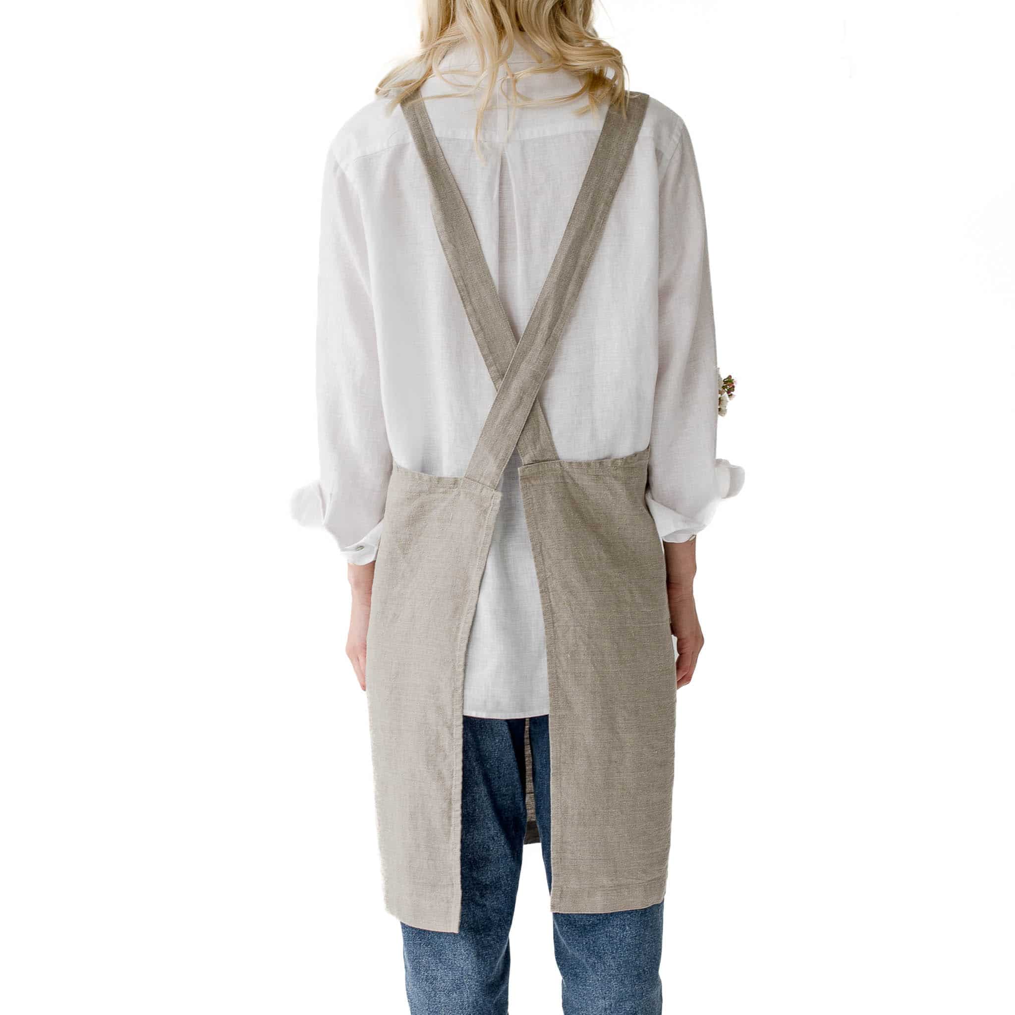 Natural Crossback Linen Apron - Image 3