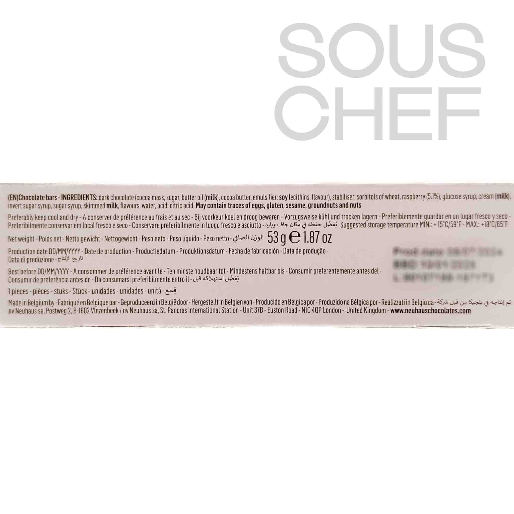 Neuhaus Dark Chocolate Raspberry Bar, 50g - Image 3