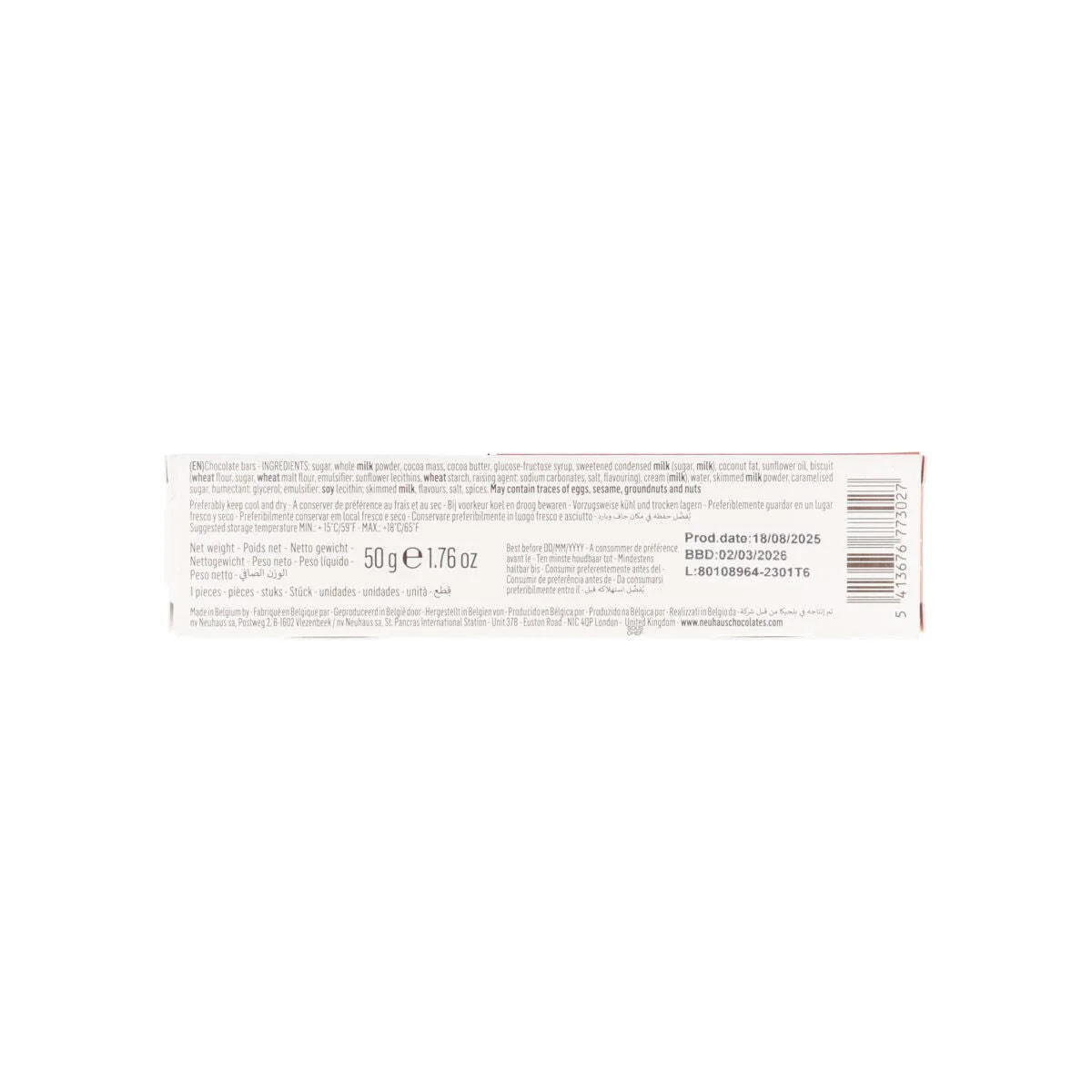 Neuhaus Milk Chocolate Crunchy Caramel Bar, 50g - Image 3