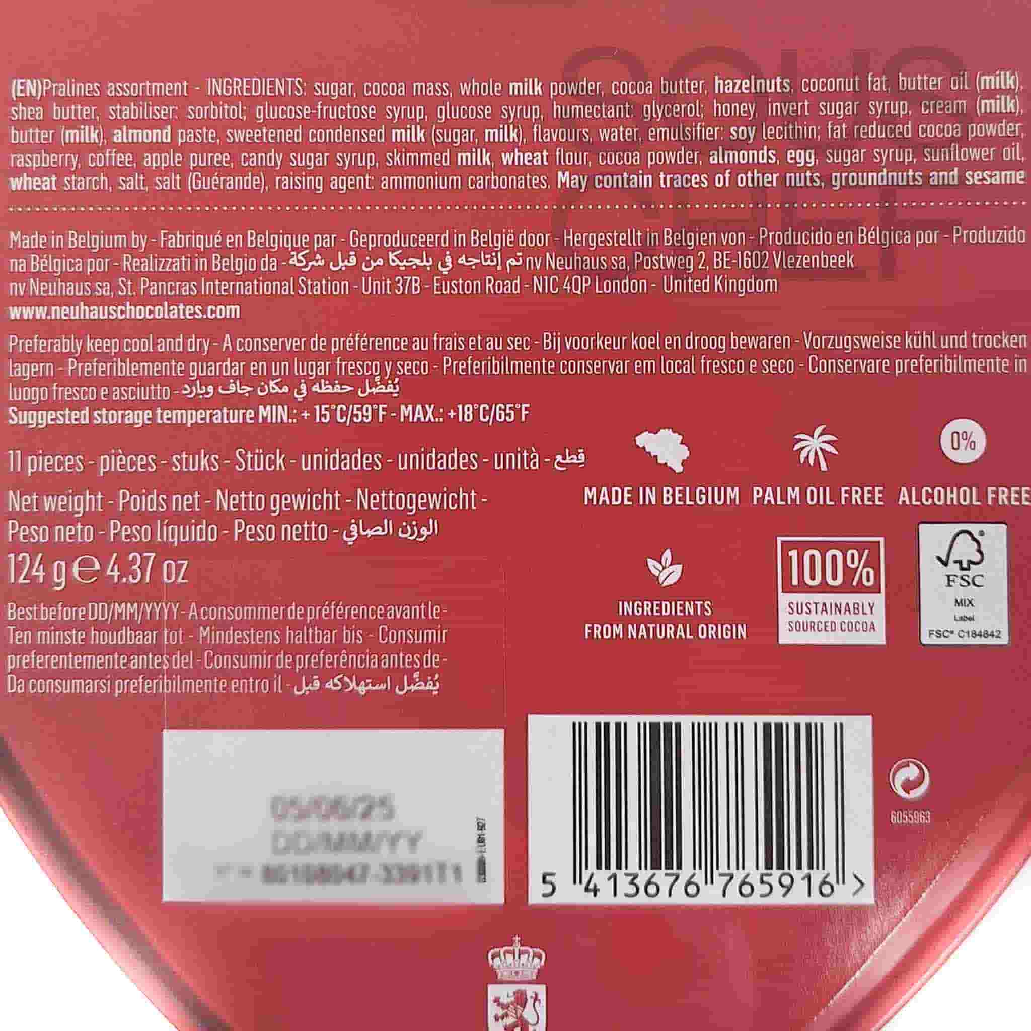 Neuhaus Red Metal Heart Belgian Chocolates, 124g - Image 3