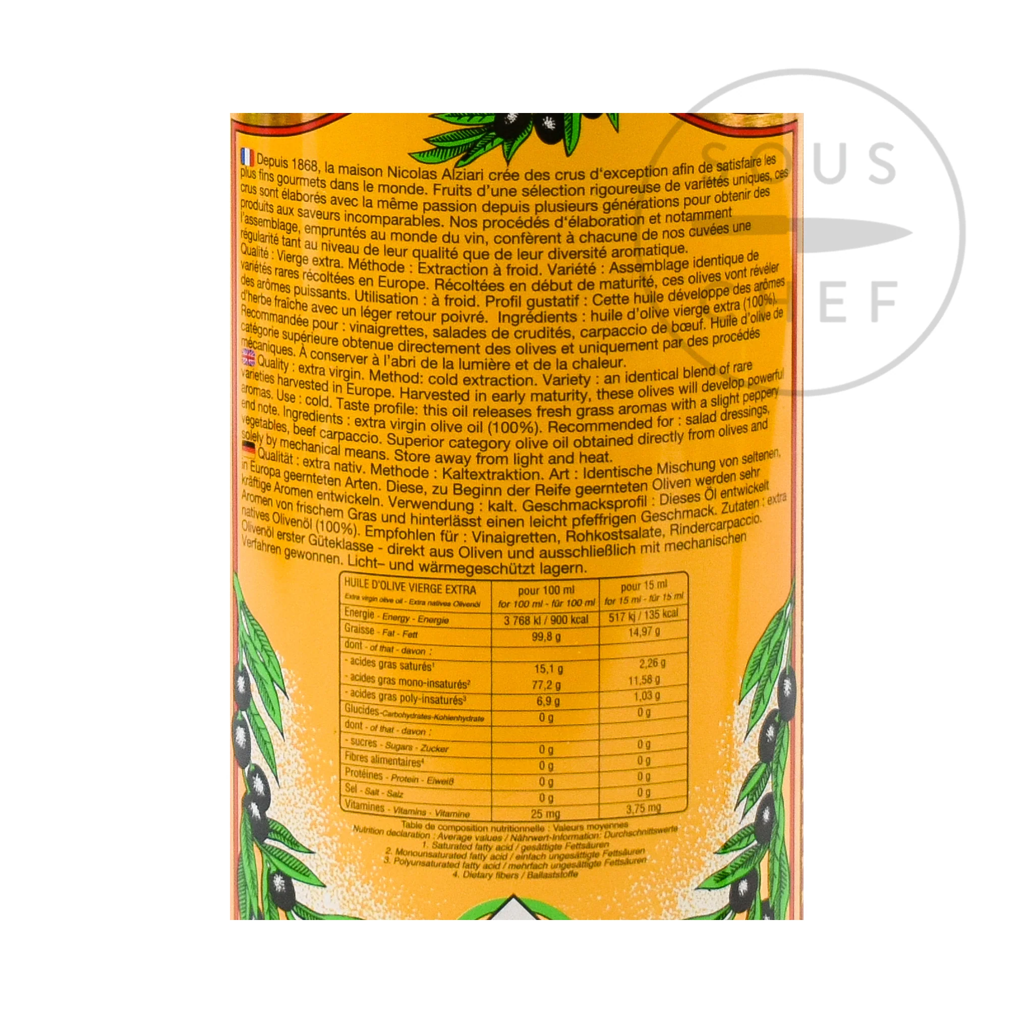 Nicolas Alziari Provence Fruity & Intense Cuvee Pauline Olive Oil, 500ml - Image 4