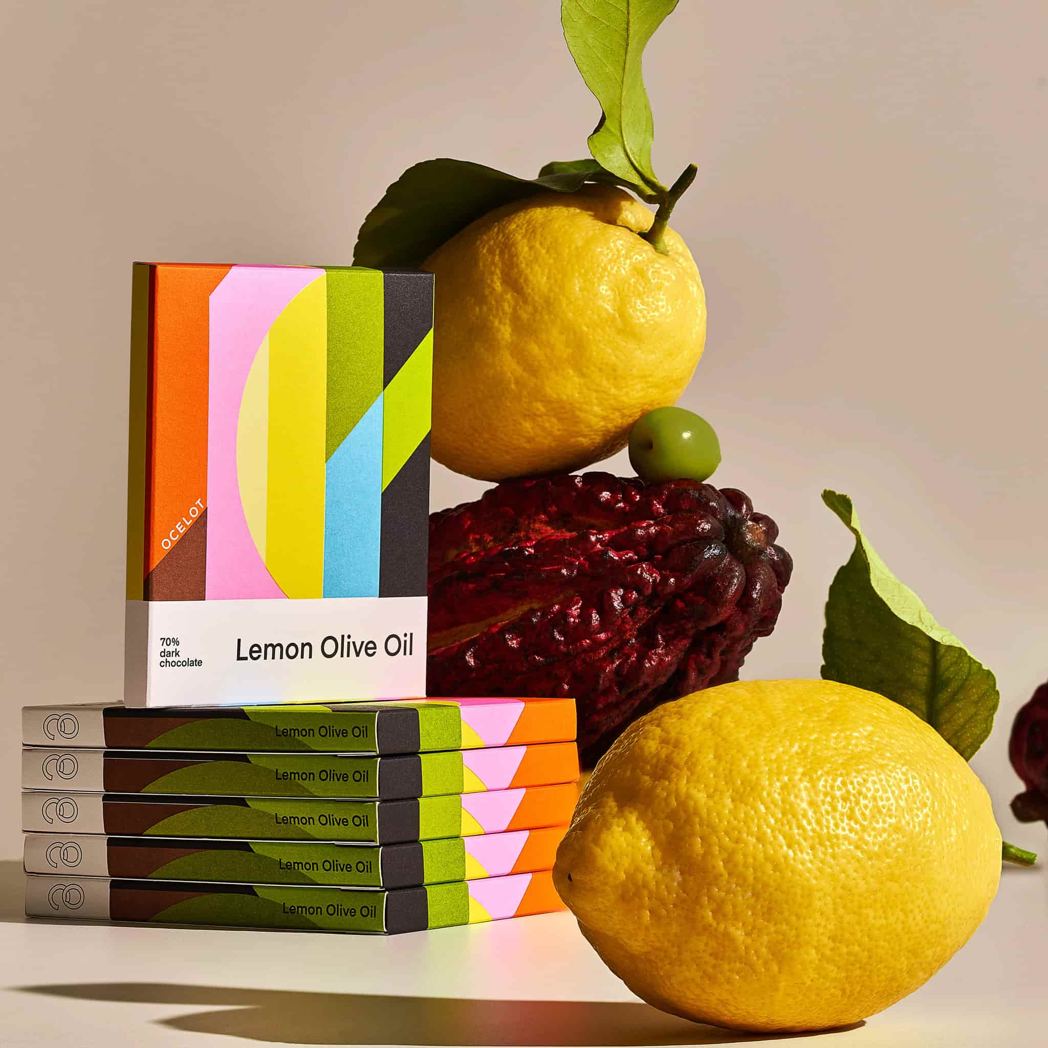 Ocelot Organic Dark Chocolate & Lemon Olive Oil Chocolate Bar, 70g - Image 2