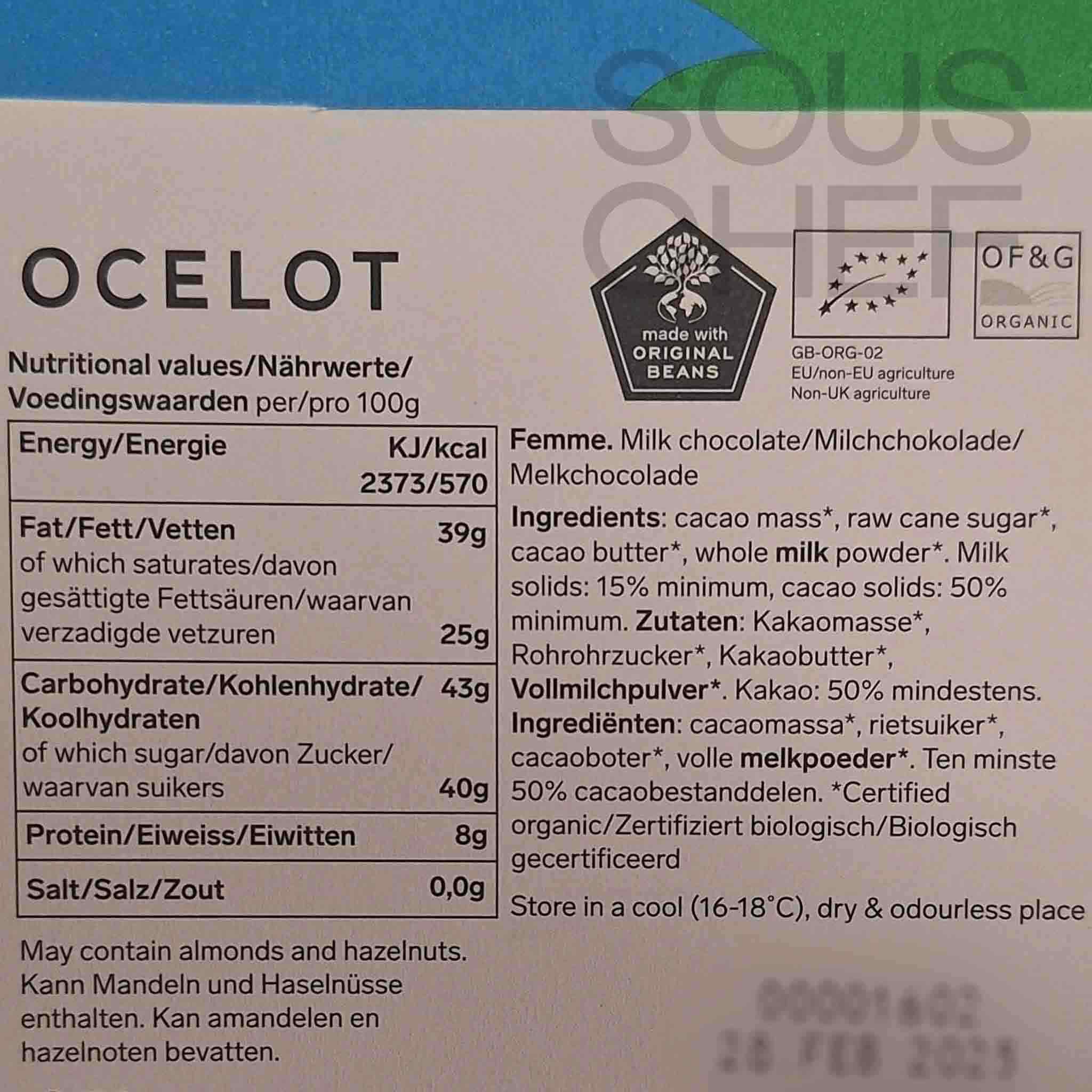 Ocelot Organic Femme Milk Chocolate Bar, 70g - Image 6