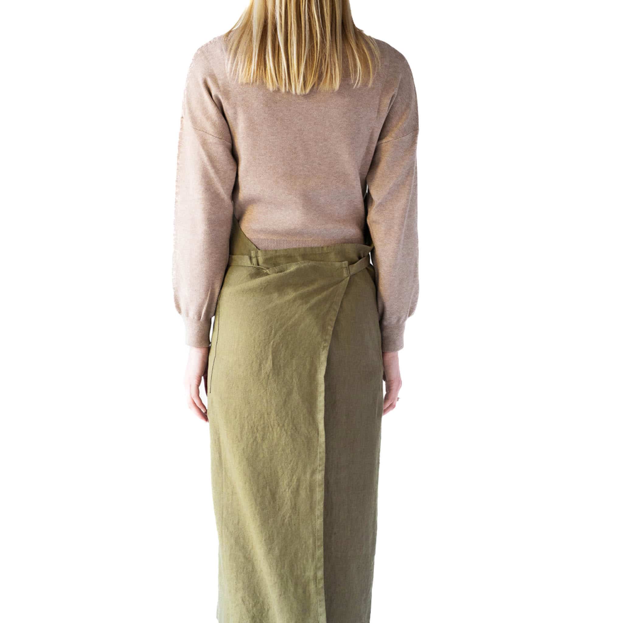 Olive Chef Linen Apron - Image 2