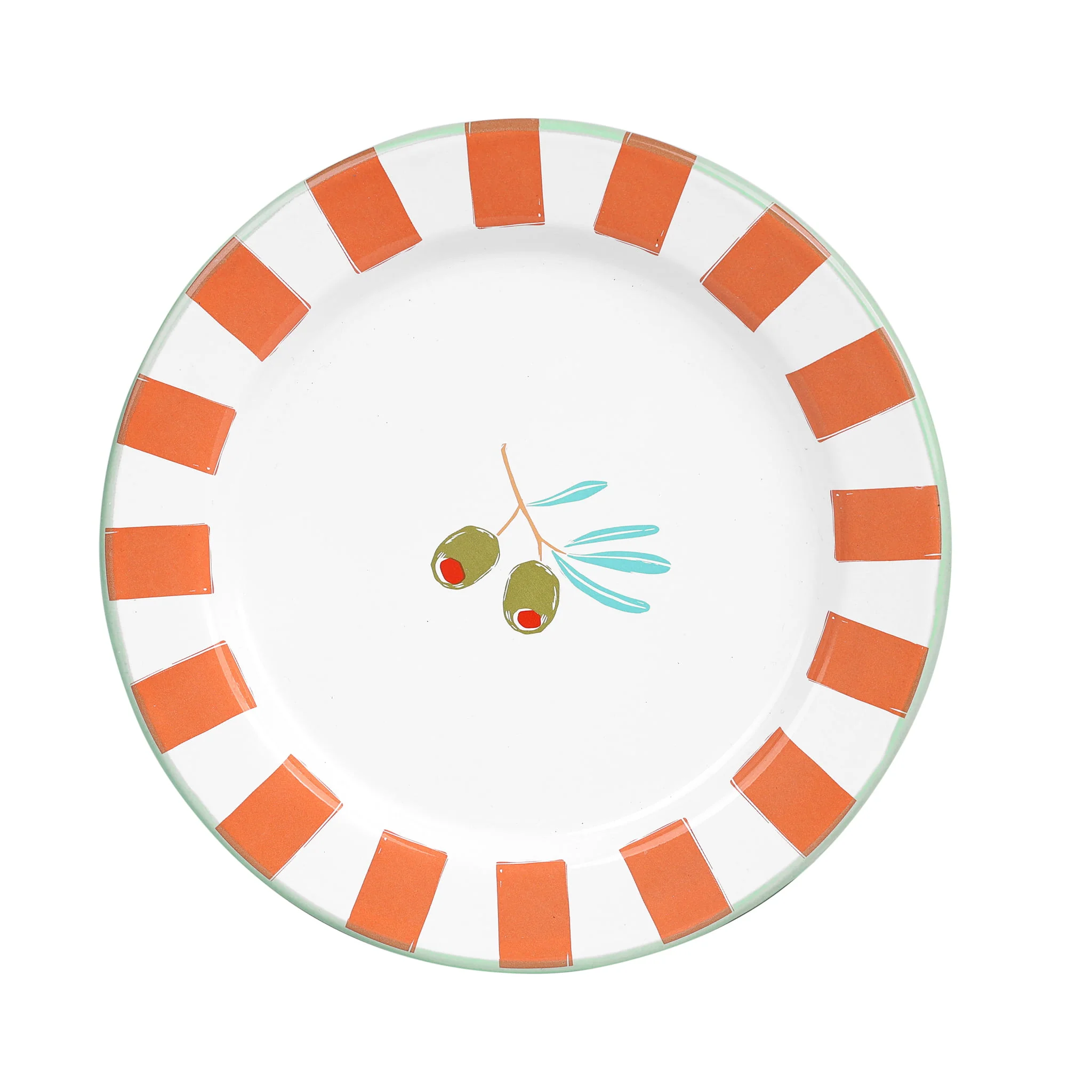 Olive Printed Enamel Side Plate, 20cm