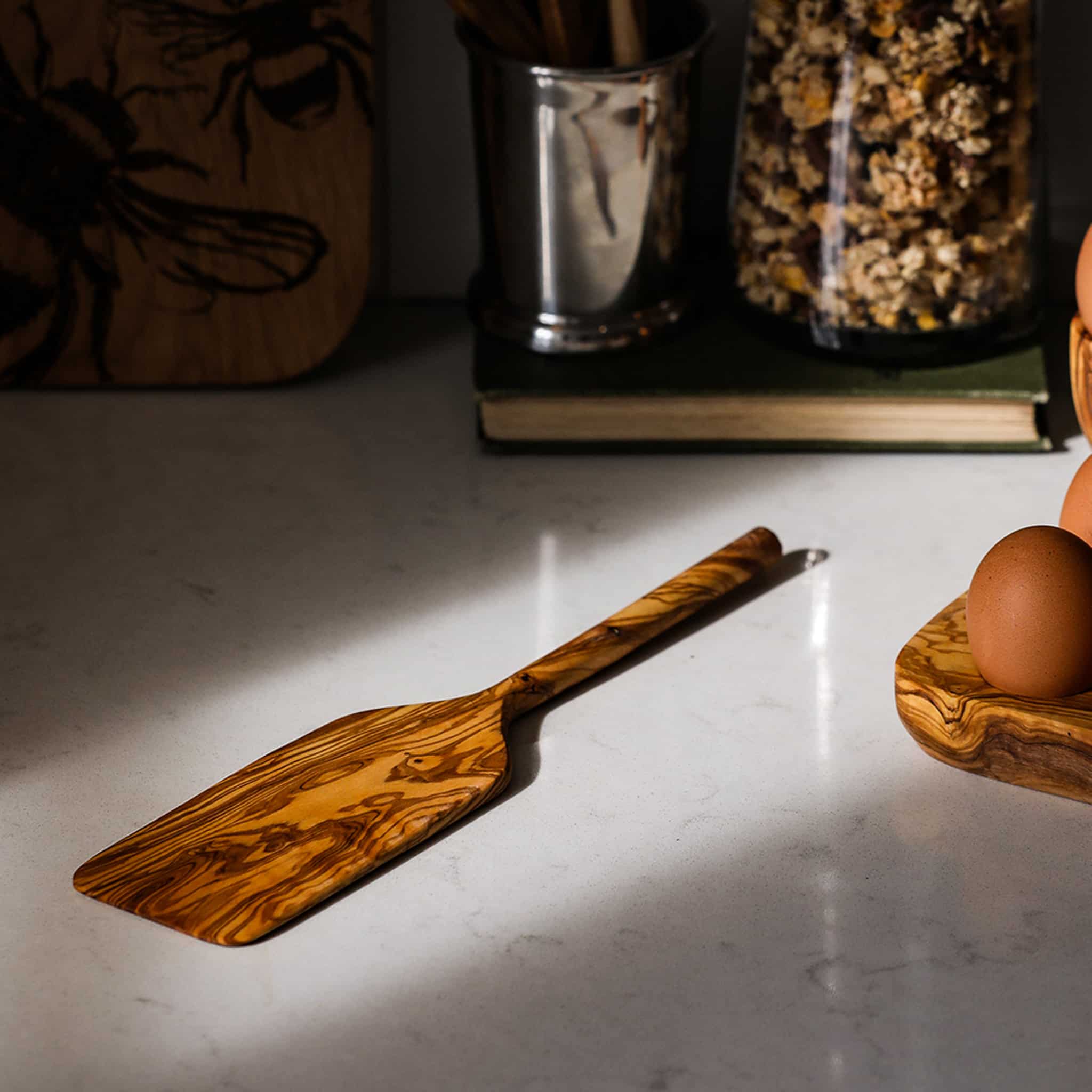 Olive Wood Long Spatula, 30cm - Image 2