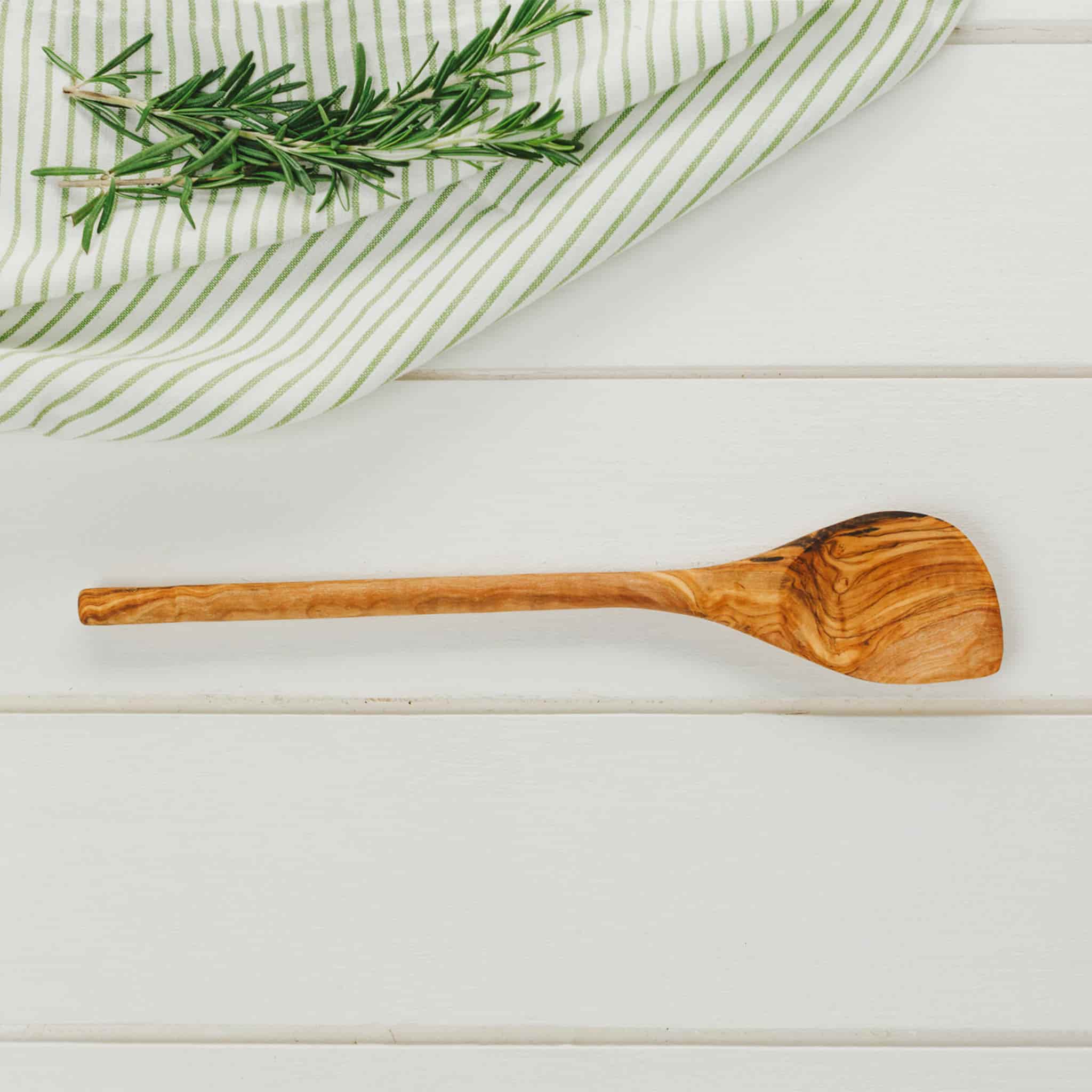 Olive Wood Corner Spoon, 30cm - Image 2