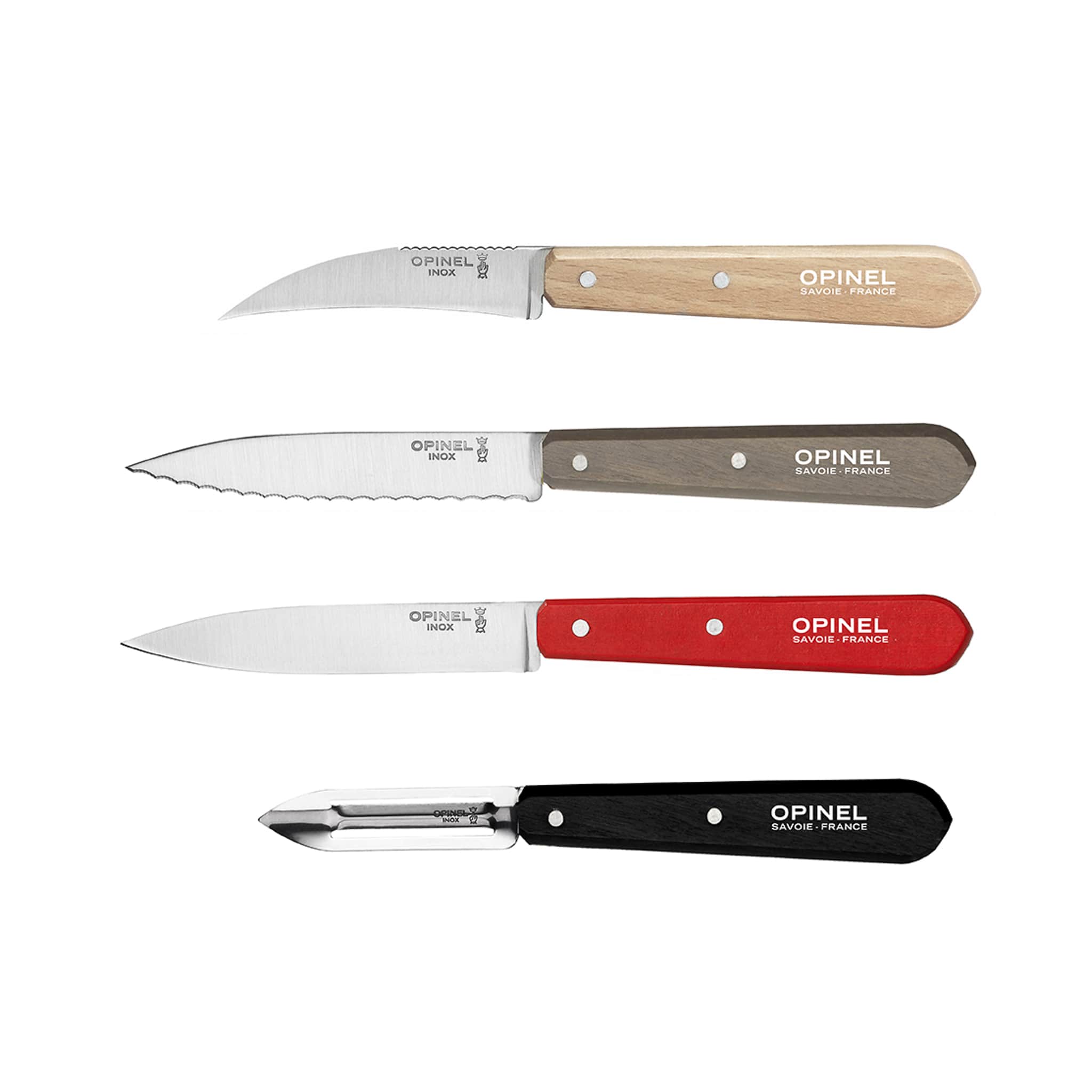Opinel 4 Piece Red & Black Kitchen Essentials Knife Set - Image 2