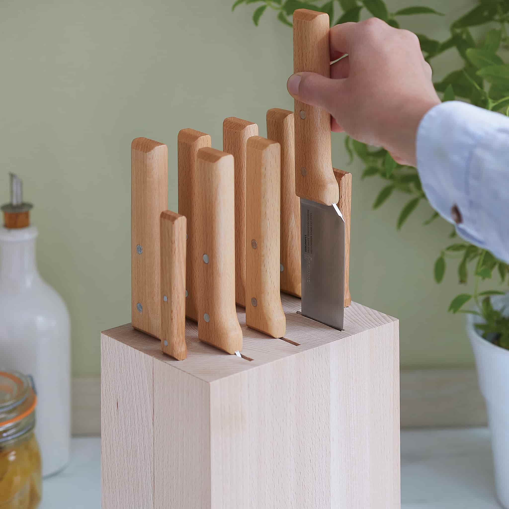 Opinel Beechwood Knife Block, 9 Slot - Image 2