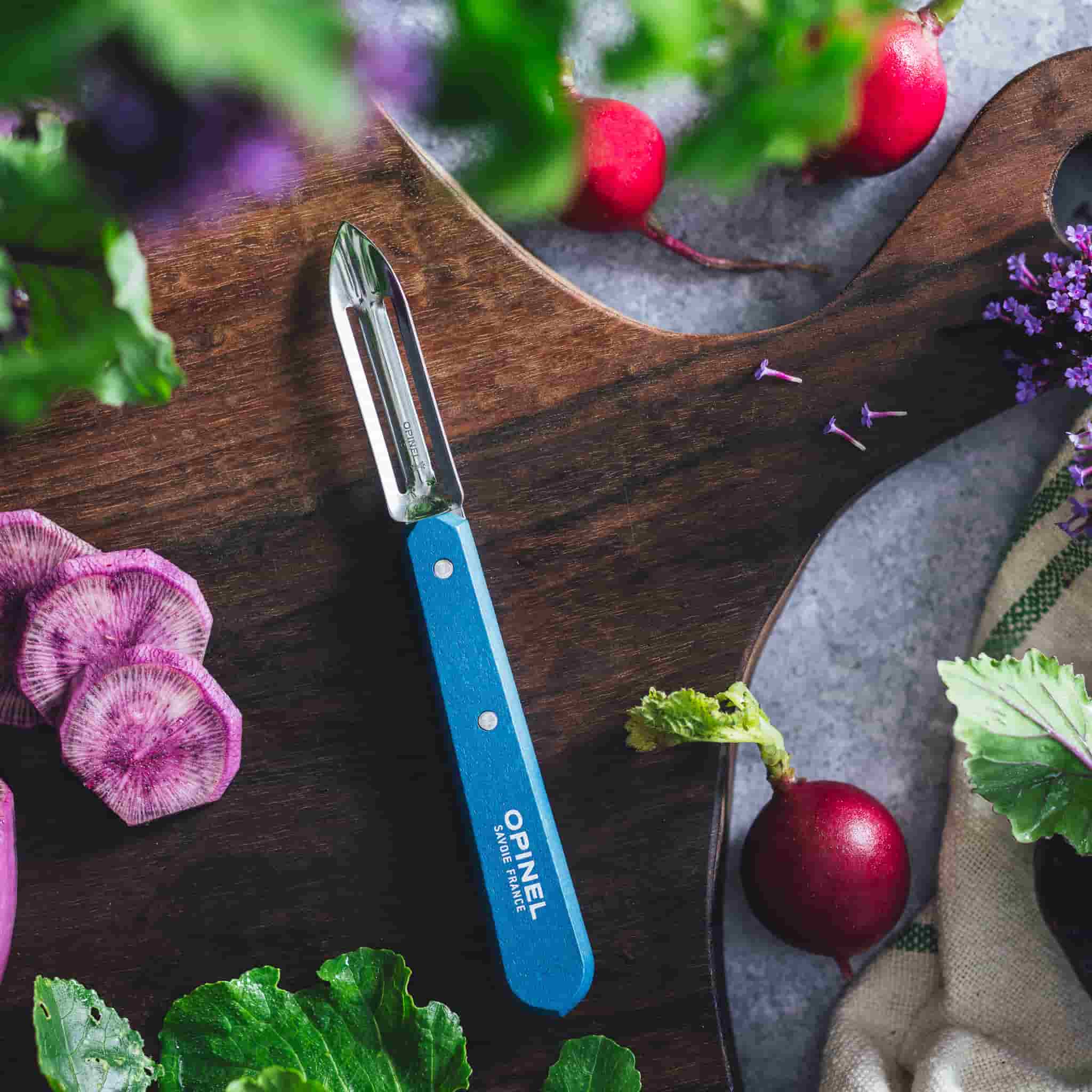 Opinel No 115 Blue Beechwood Handle Peeler, 6cm - Image 2