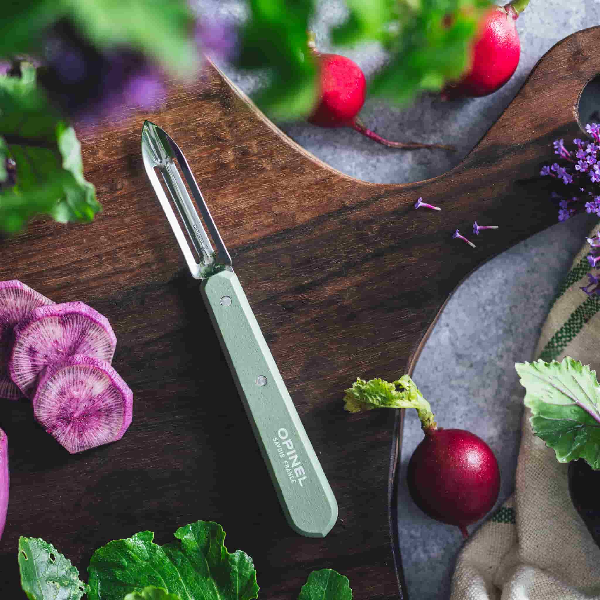 Opinel No 115 Sage Beechwood Handle Peeler, 6cm - Image 2