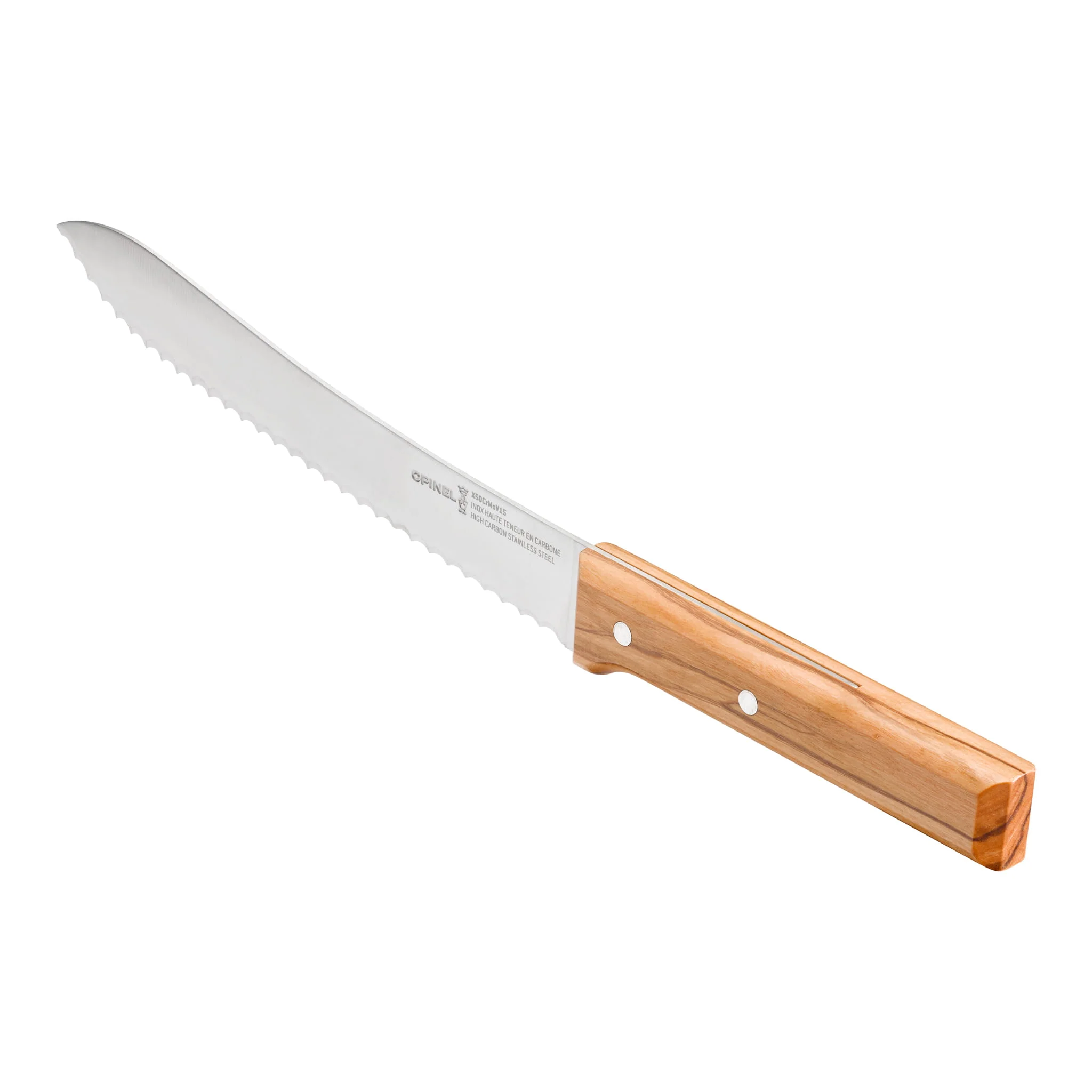 Opinel Parallele Olive Wood Bread Knife, 21cm - Image 3