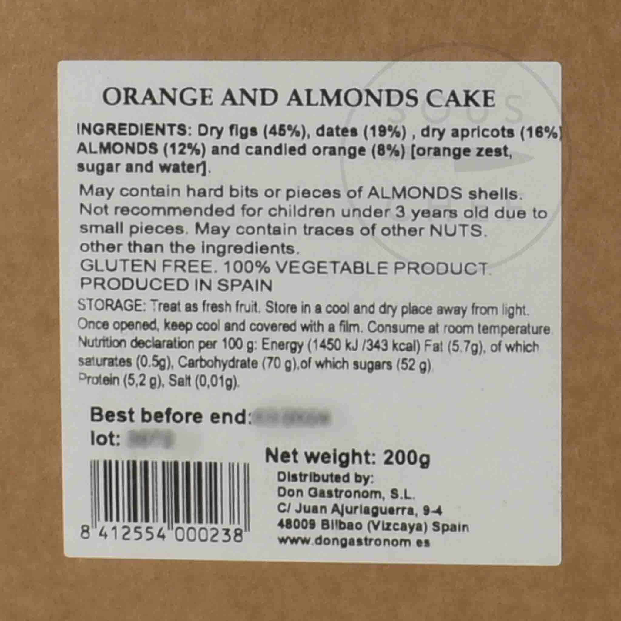 Fig, Orange & Almond Dried Fruit Cake, 200g - Image 2