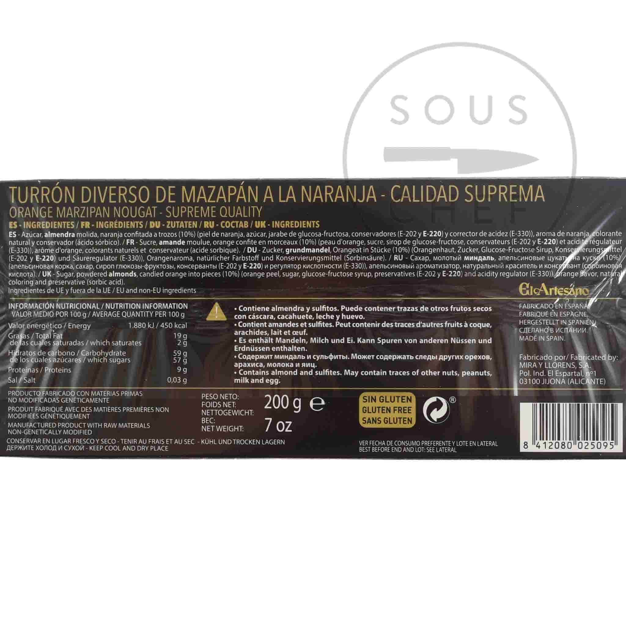 Orange & Marzipan Turron, 200g - Image 2