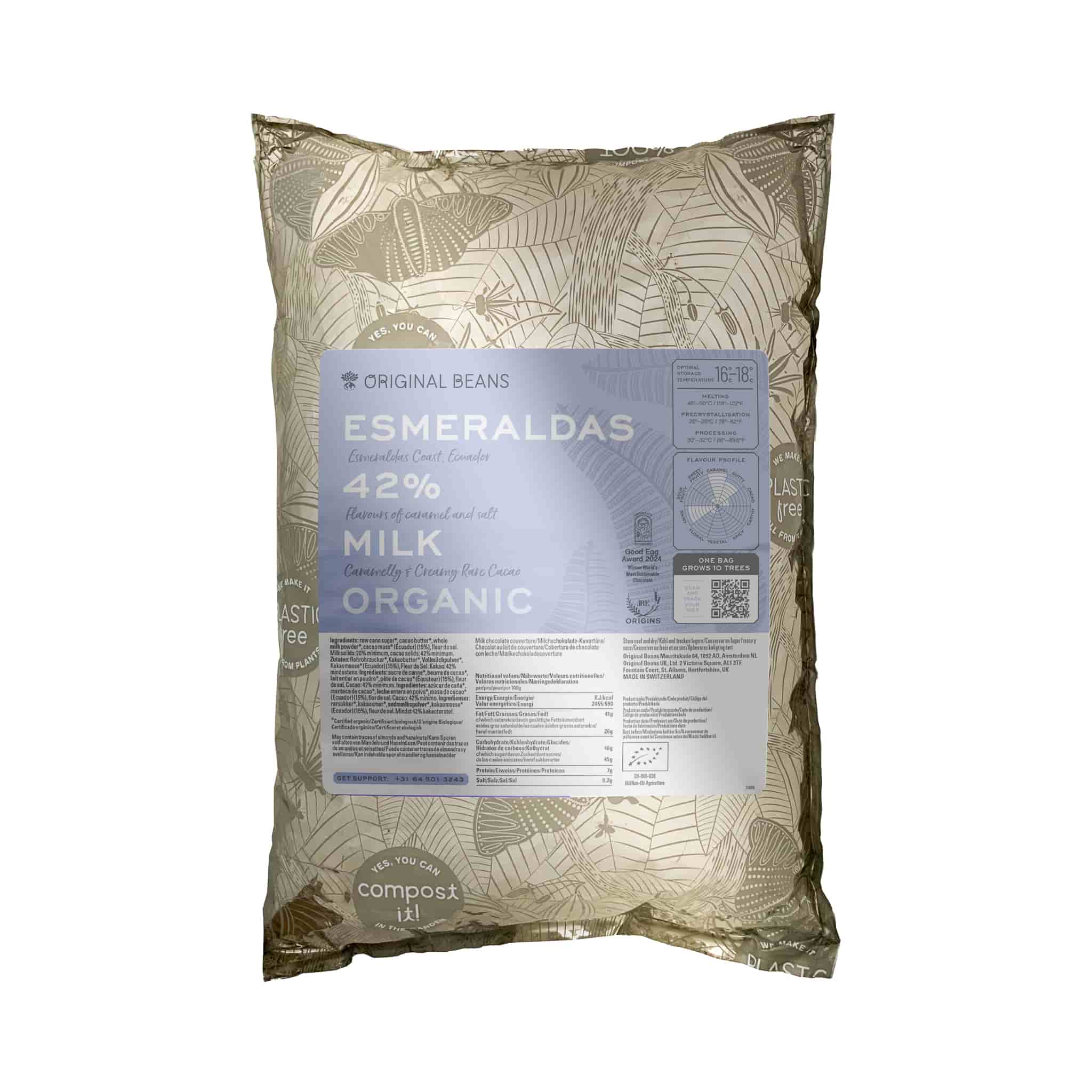 Original Beans 42% Esmeraldas Milk Couverture Chocolate, 2kg - Image 2