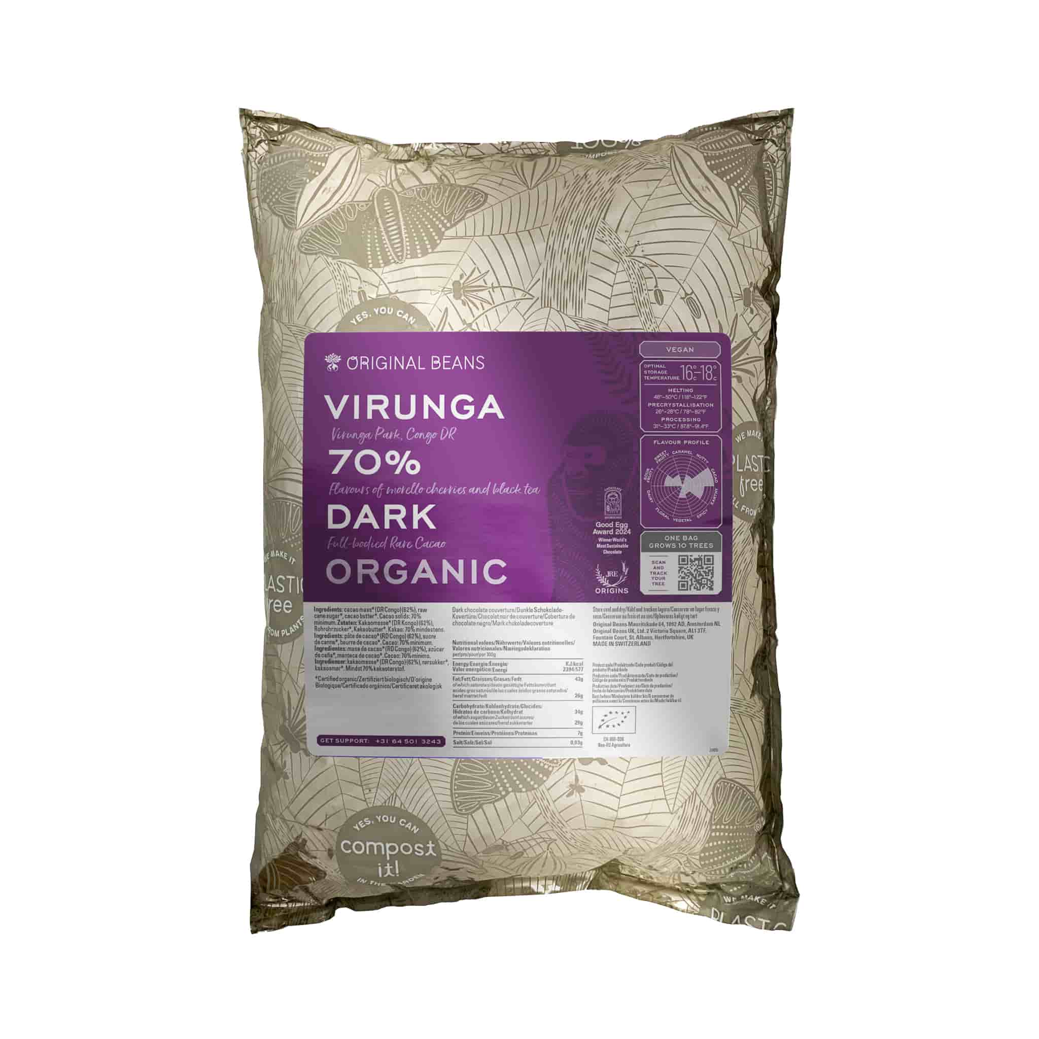 Original Beans 70% Cru Virunga Congo Dark Couverture Chocolate, 2kg - Image 2