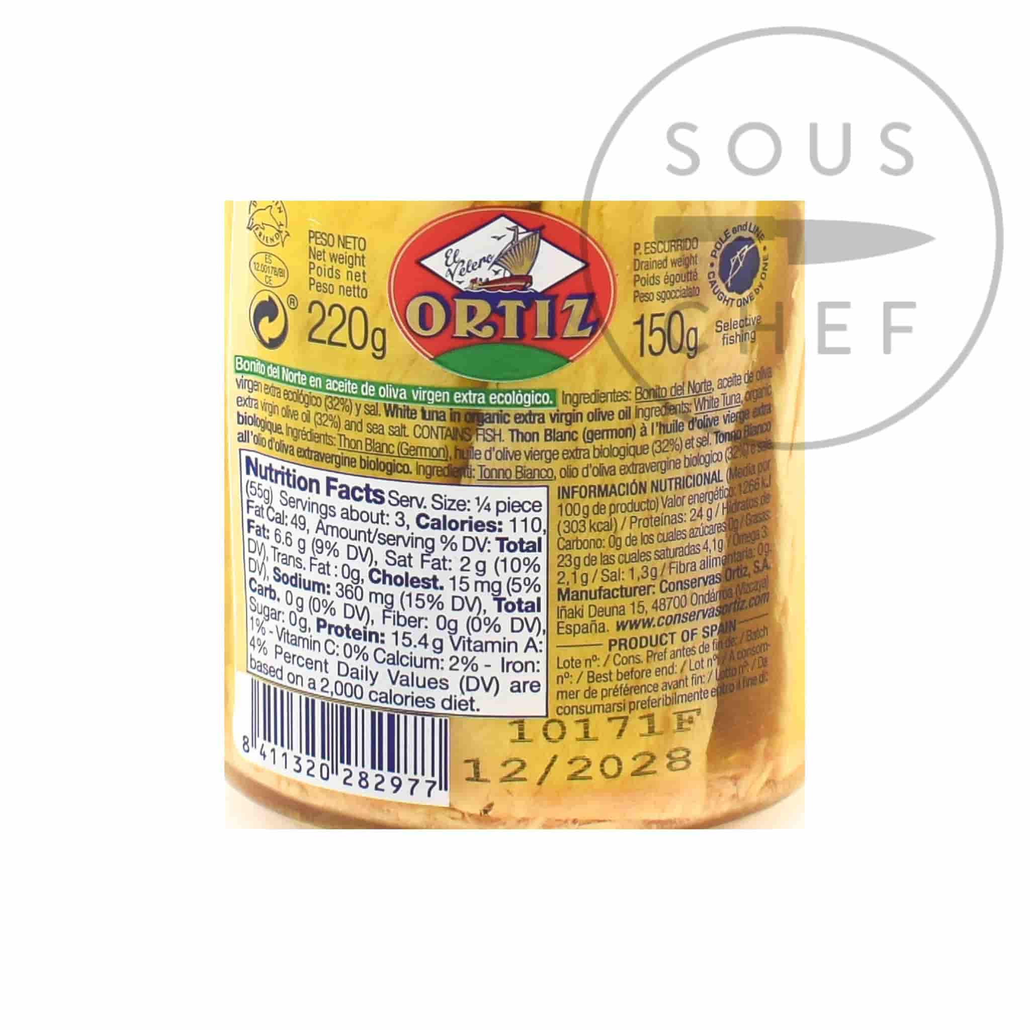 Ortiz Bonito Tuna in Organic Olive Oil, 220g - Image 2