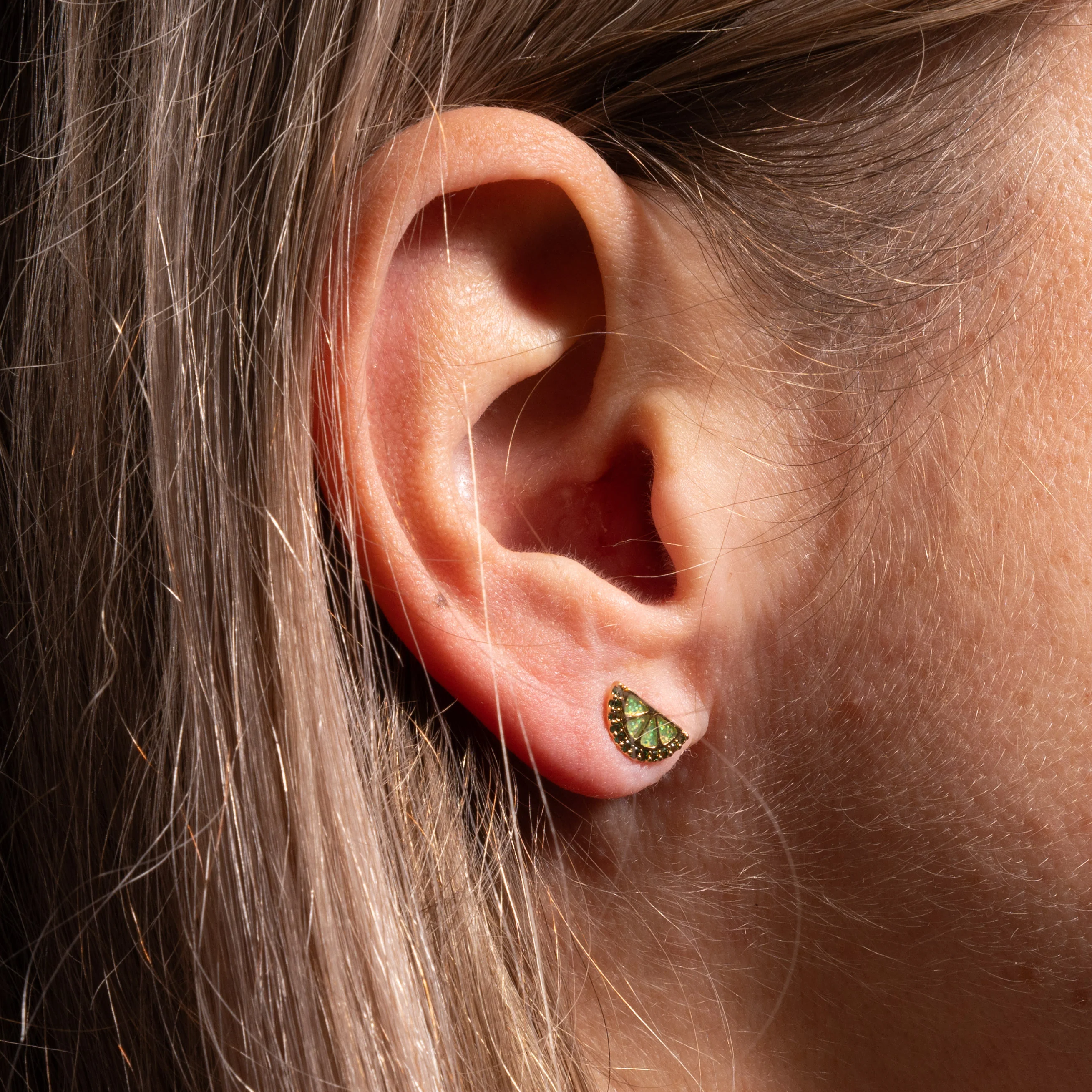 Pair of Coordinating Tabasco & Lime Stud Earrings - Image 2