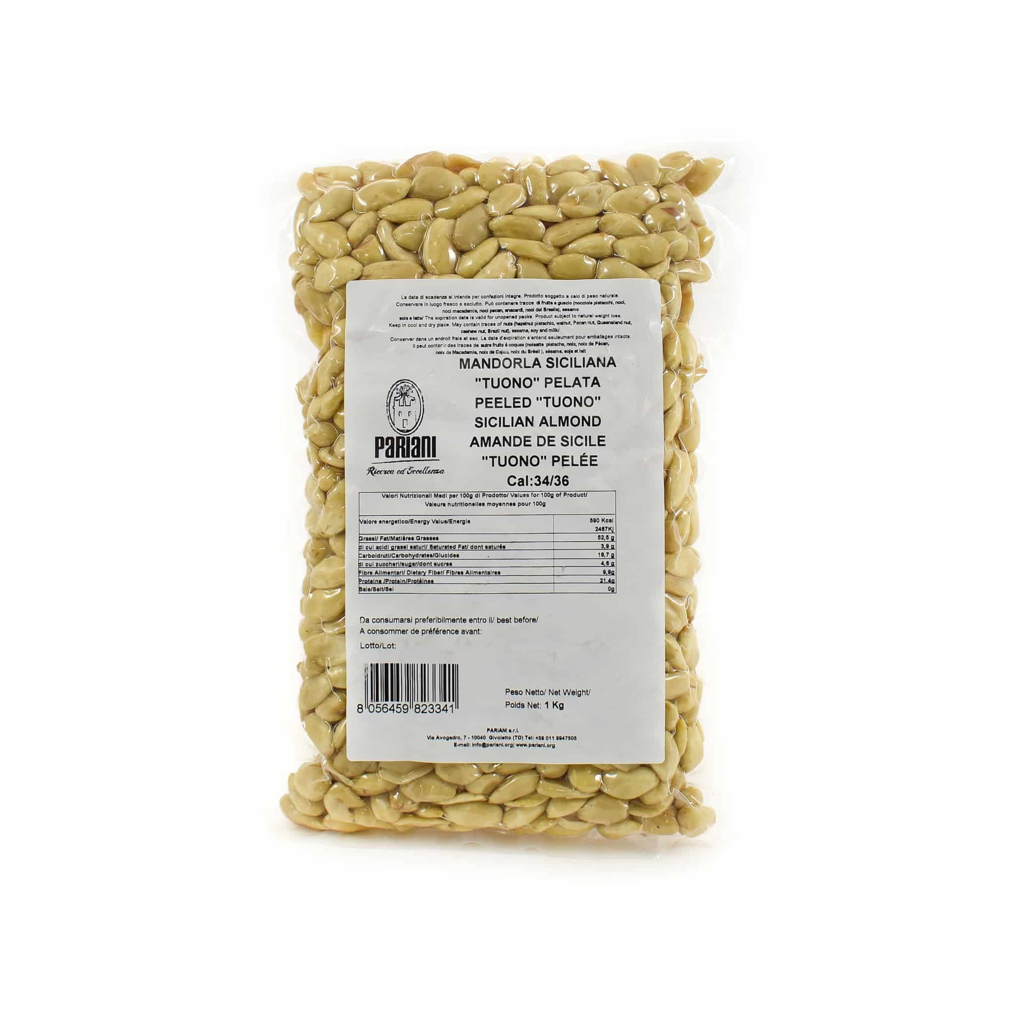 Pariani Sicilian Tuono Almond Size 34/36 Peeled, 1kg