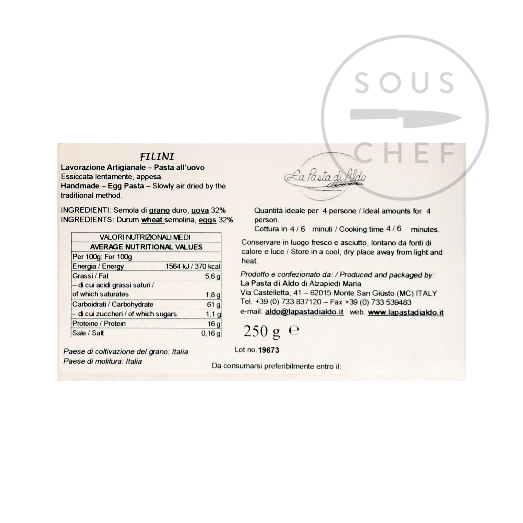 Pasta Di Aldo Filini Egg Pasta, 250g - Image 3