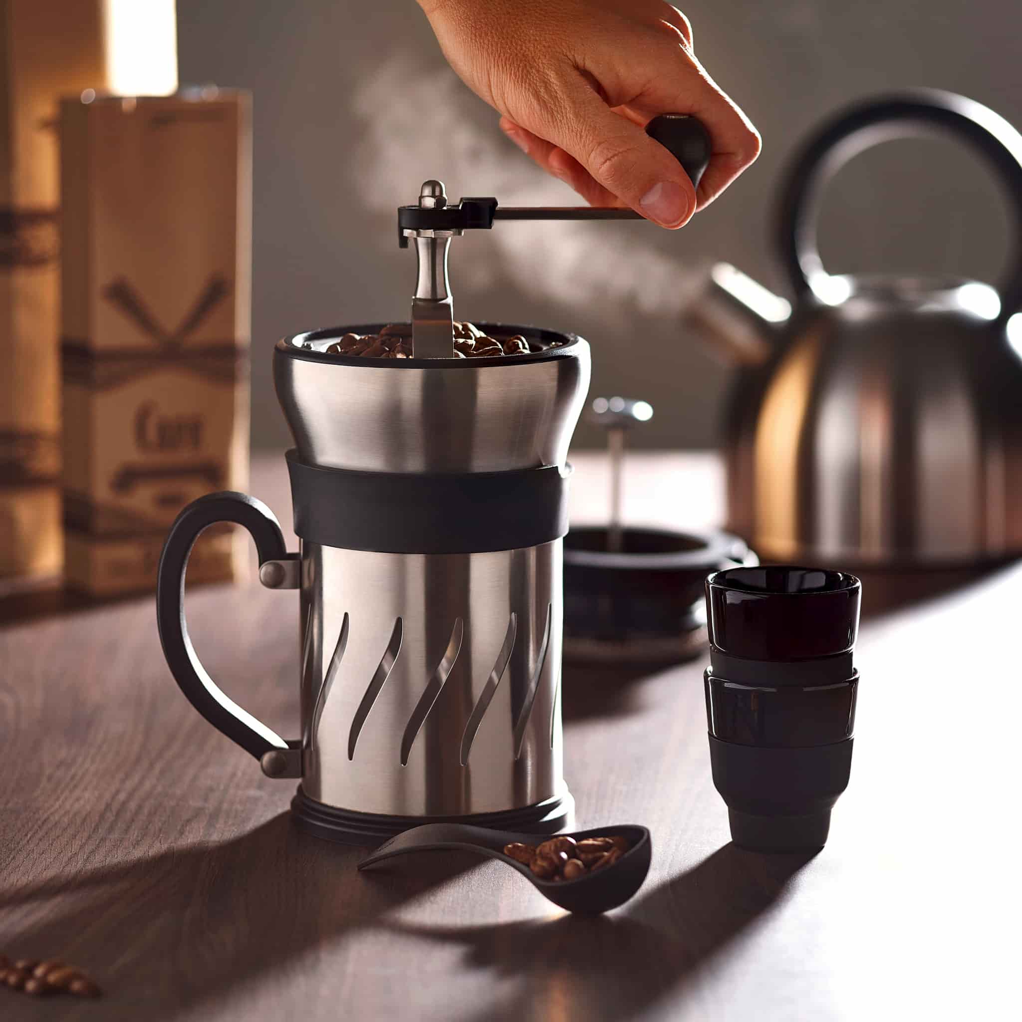 Peugeot Paris Press Coffee Mill and French Press, 15cm - Image 3