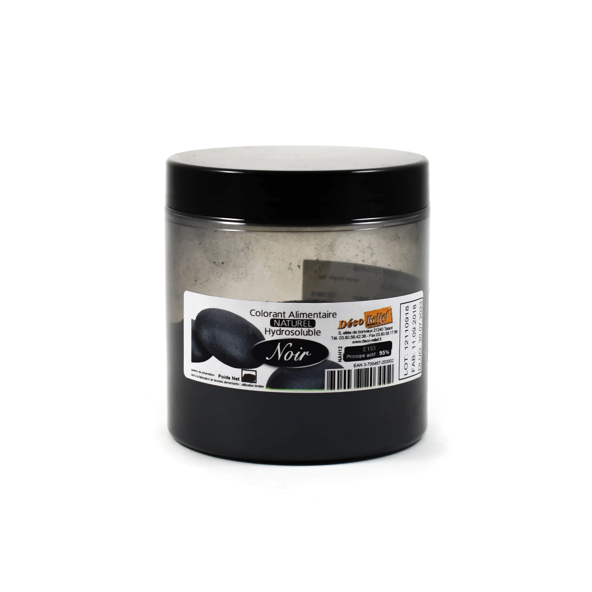 Deco Relief Professional Natural Black Food Colour - Charcoal, 50g