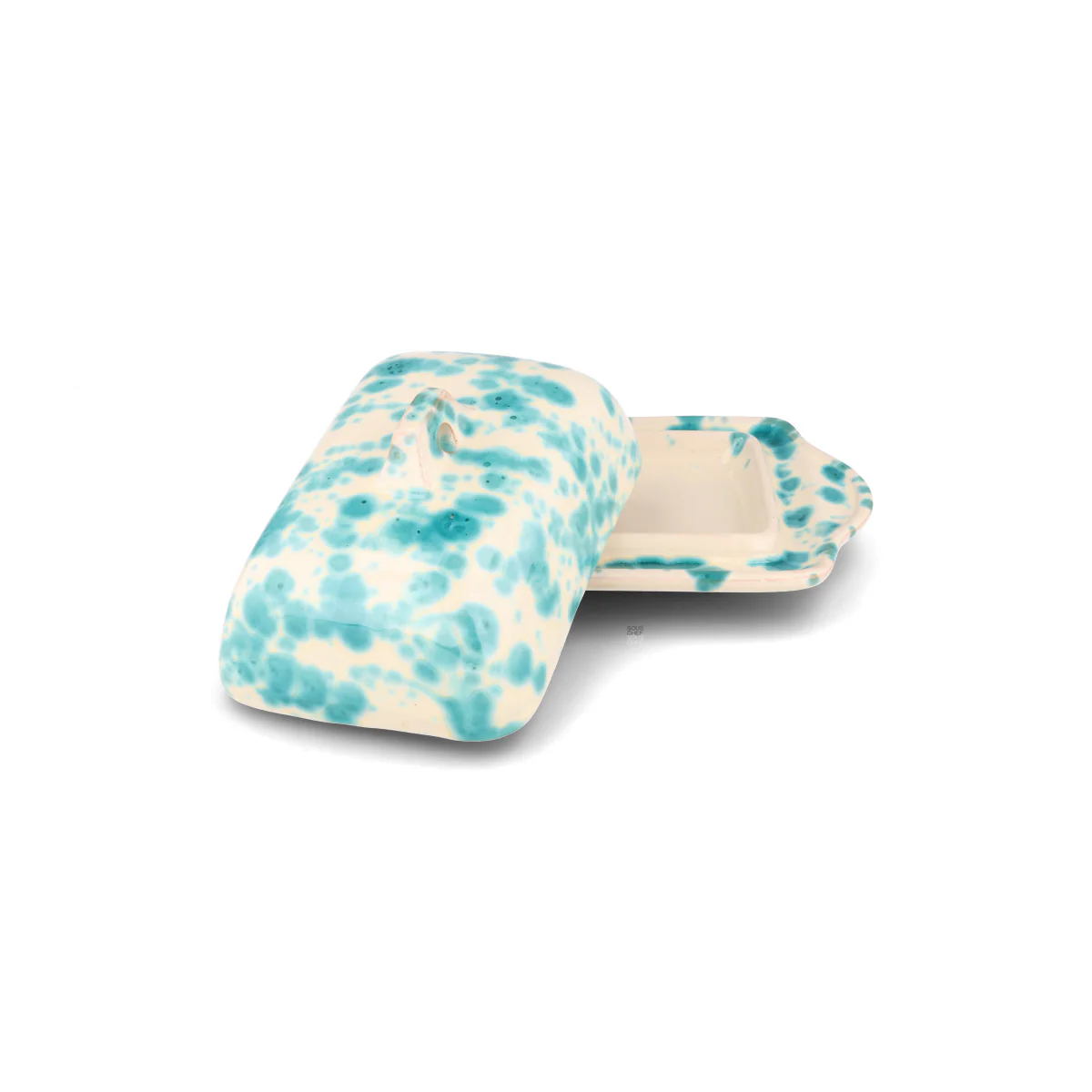 Puglia Aquamarine Splatter Butter Dish, 20x12.5cm - Image 2