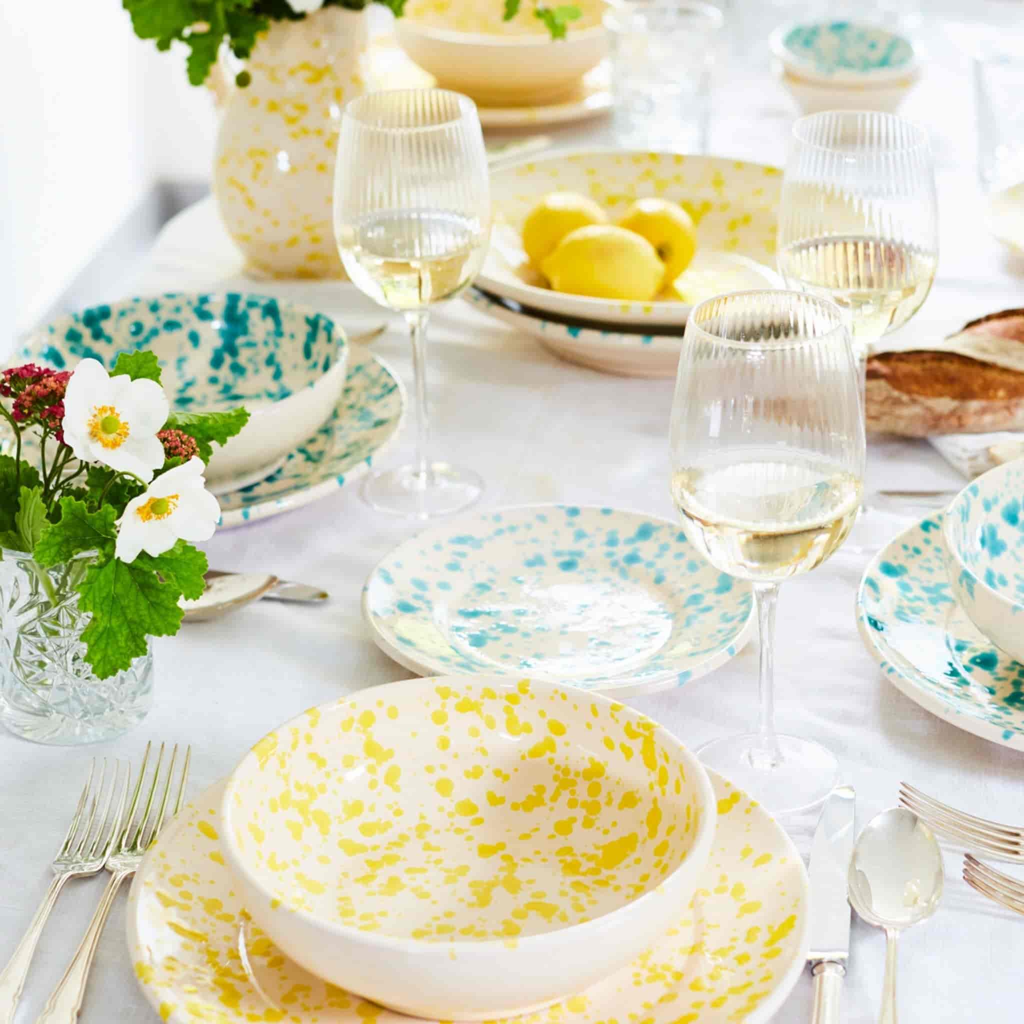 Puglia Aquamarine Splatter Large Salad Bowl, 28cm - Image 5
