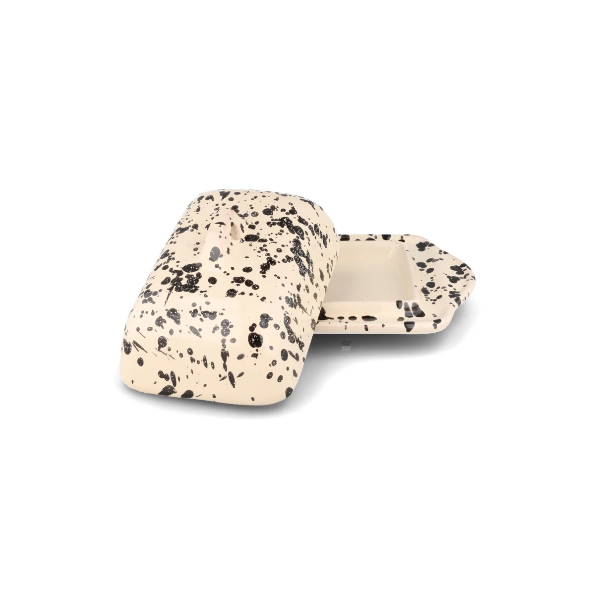 Puglia Black Splatter Butter Dish, 20x12.5cm - Image 2