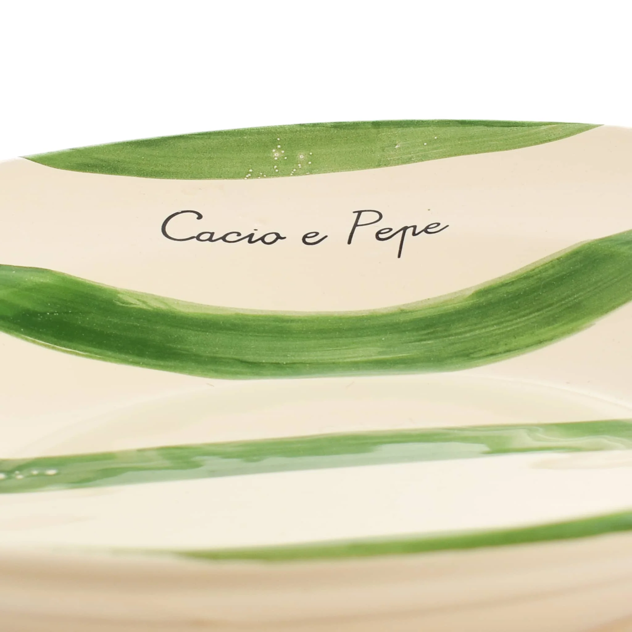 Puglia "Cacio E Pepe" Green Stripe Pasta Bowl, 29cm - Image 3
