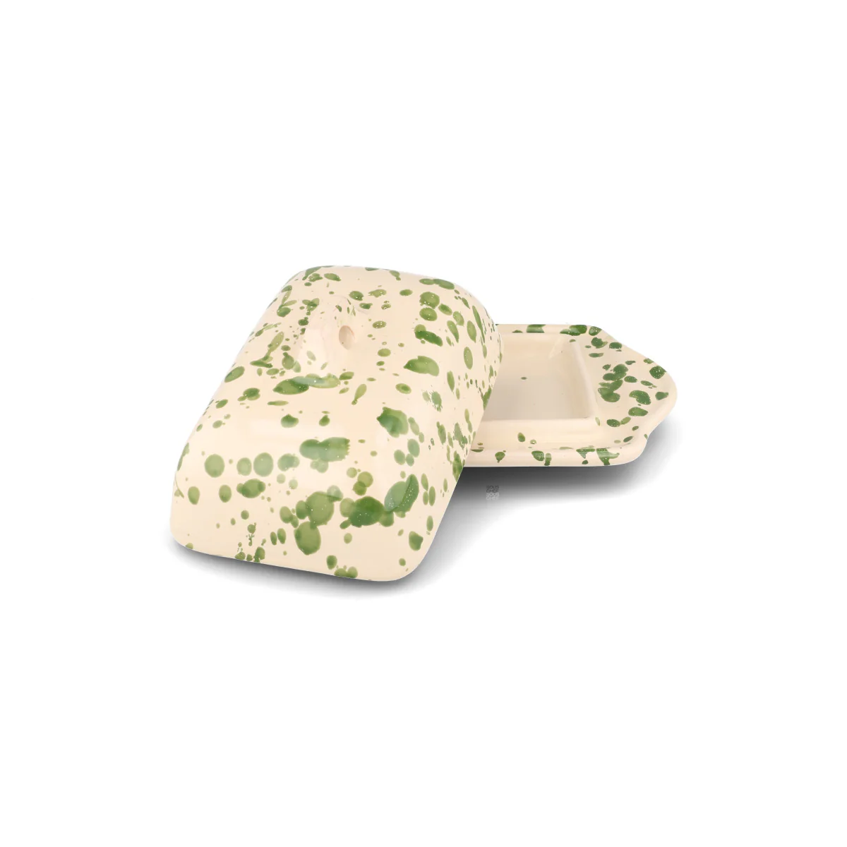 Puglia Green Splatter Butter Dish, 20x12.5cm - Image 2