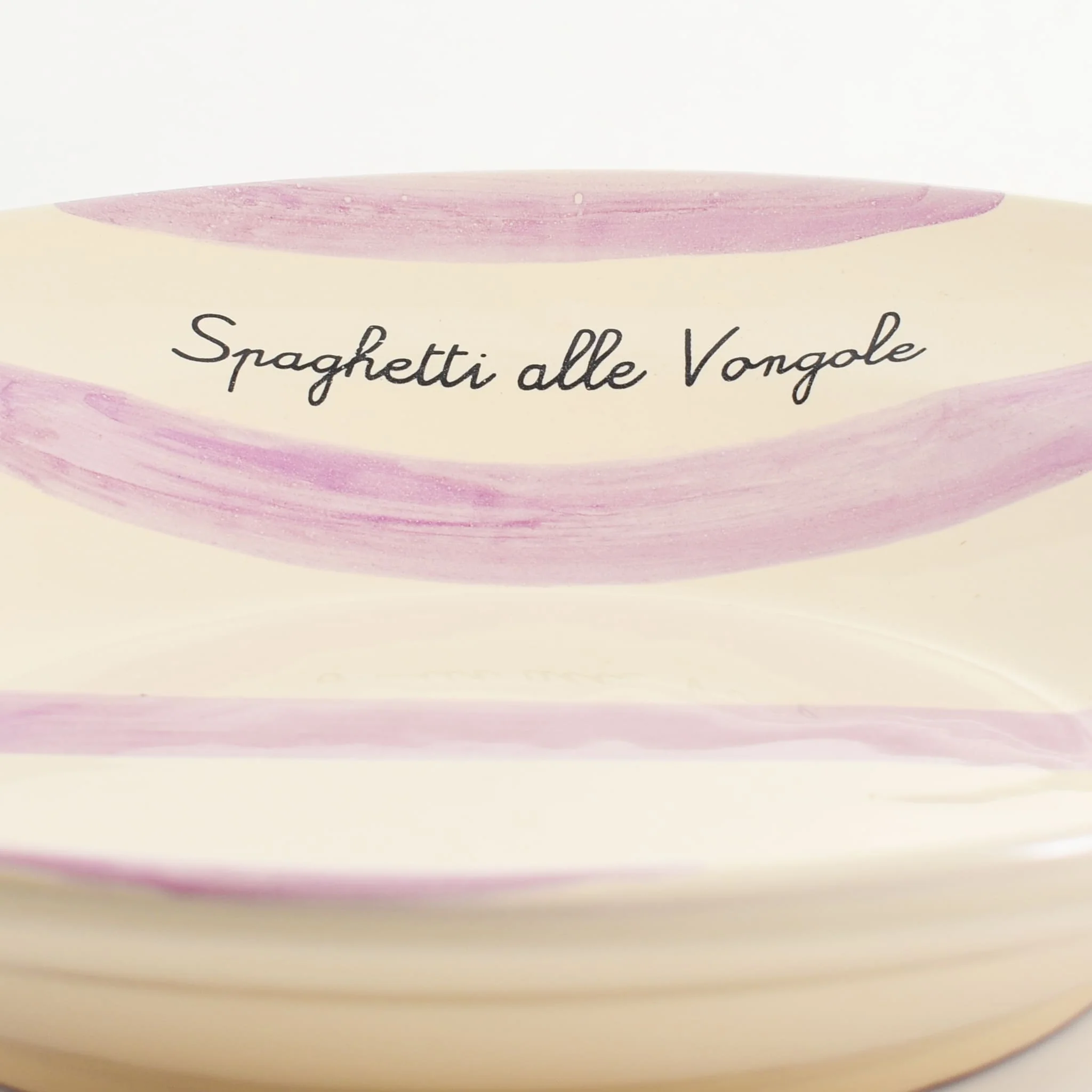 Puglia "Spaghetti Alle Vongole" Lilac Stripe Pasta Bowl, 29cm - Image 3
