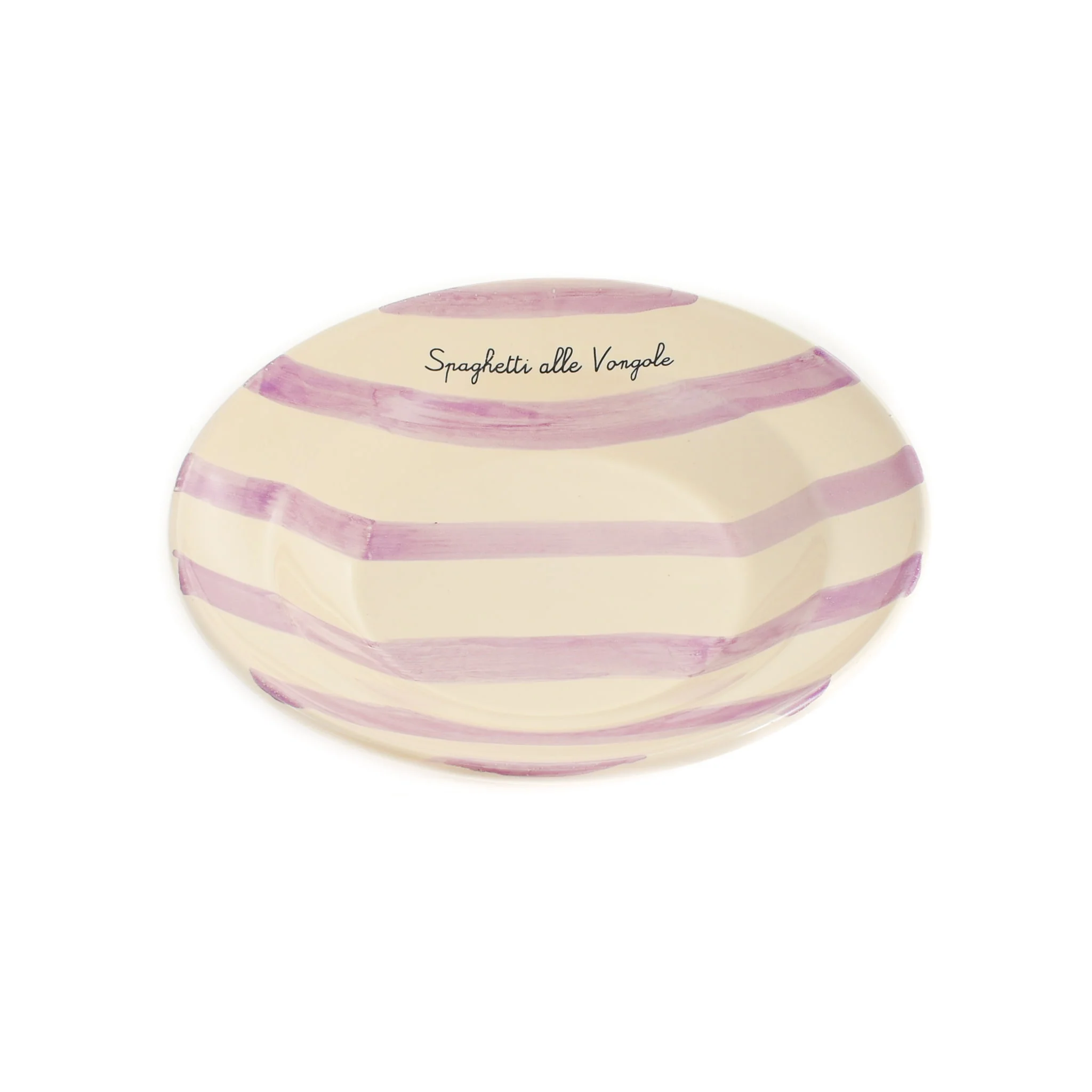 Puglia "Spaghetti Alle Vongole" Lilac Stripe Pasta Bowl, 29cm - Image 4