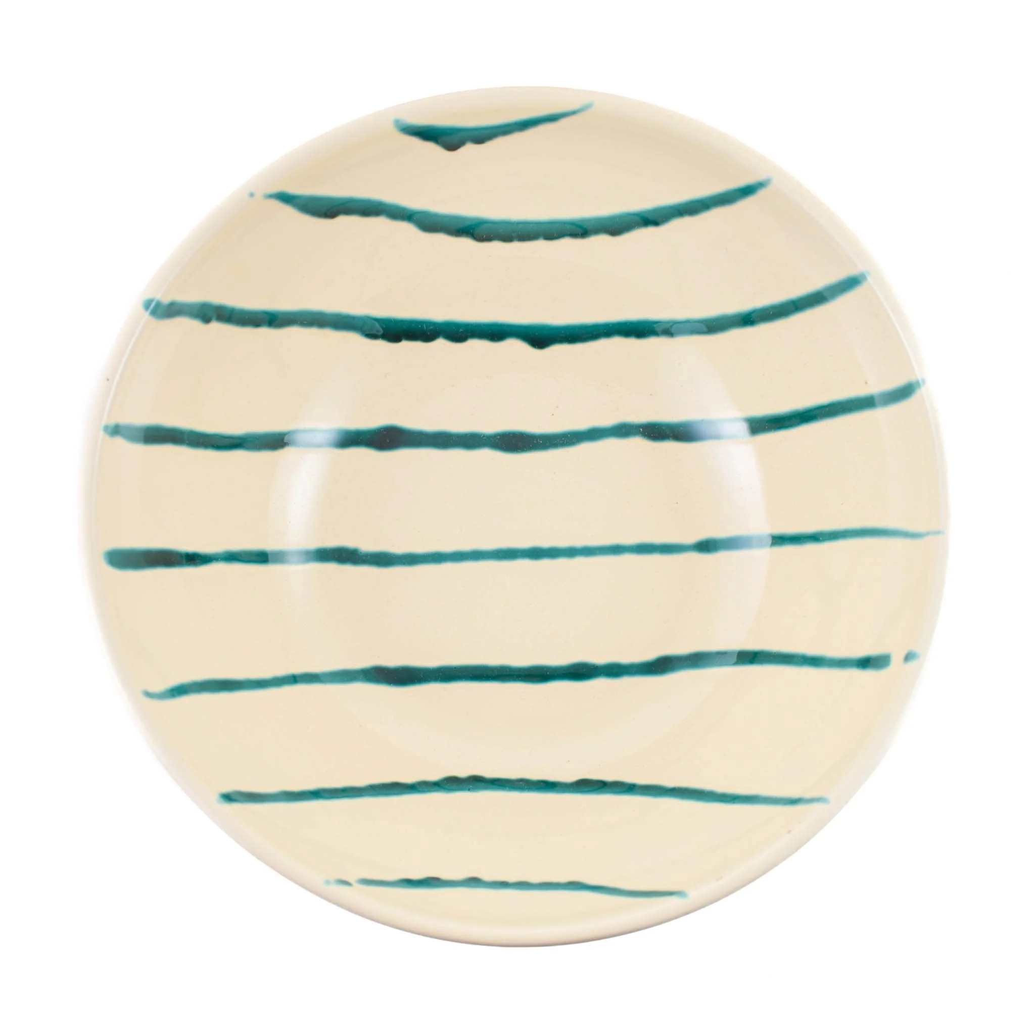 Puglia Teal Stripe Large Salad Bowl, 34cm - Image 2