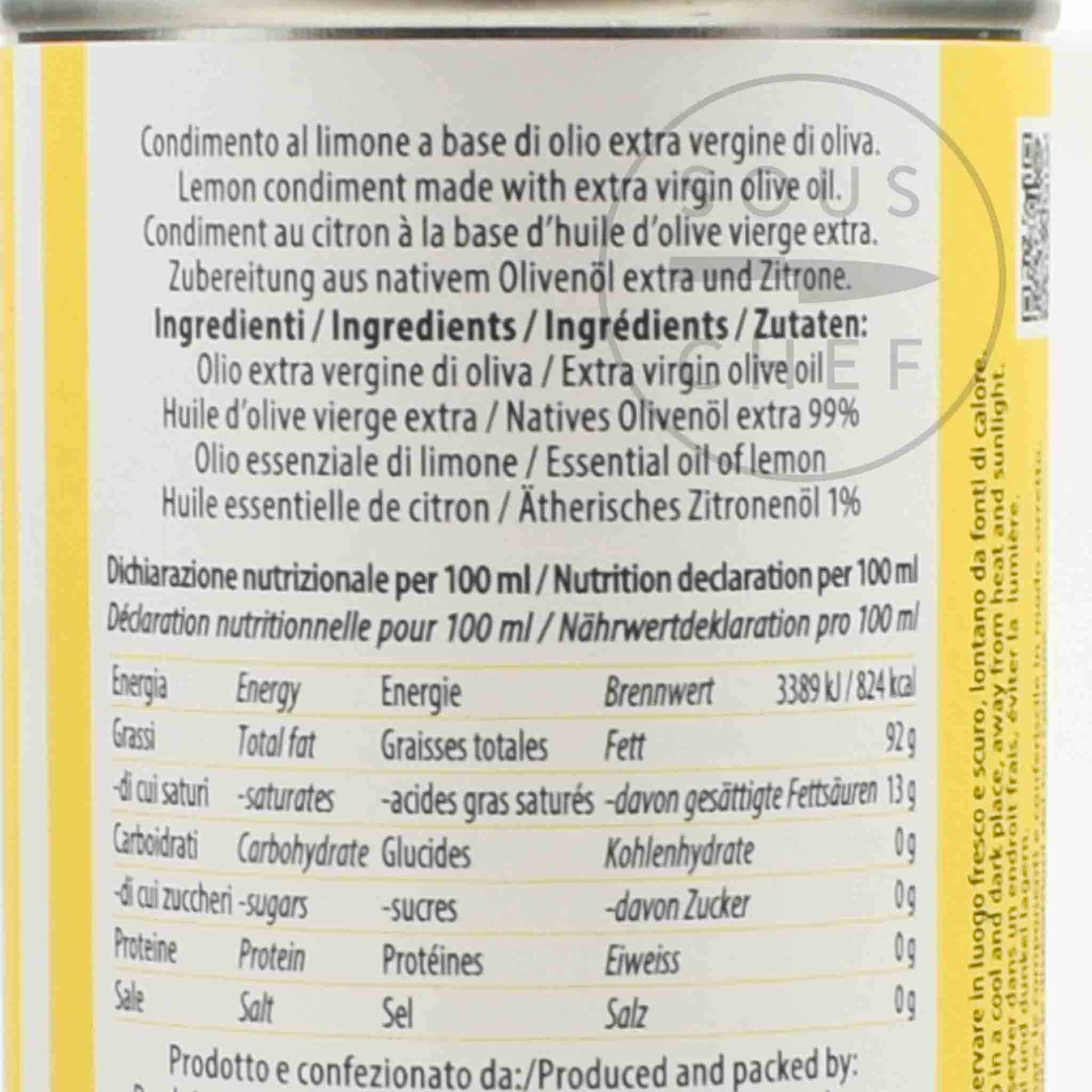 Puglian Lemon Extra Virgin Olive Oil In Tin, 250ml - Image 2