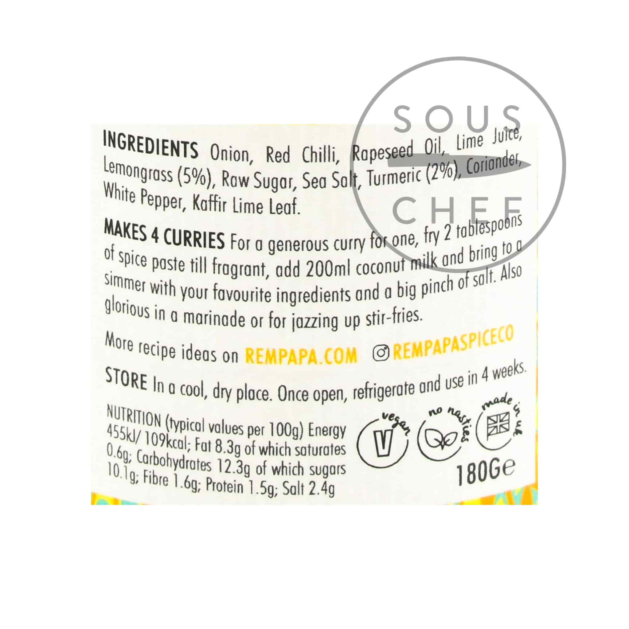 Rempapa Peranakan Turmeric & Lemongrass Spice Paste, 180g - Image 4