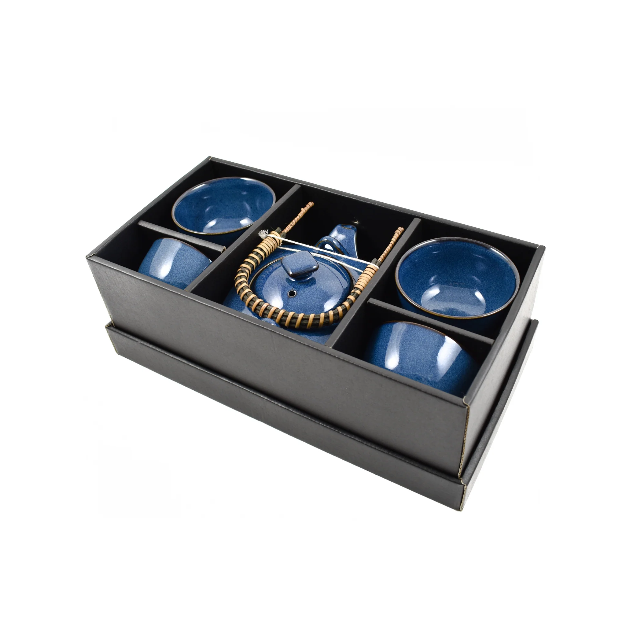 Rich Blue Japanese Tea Set for Four - Image 3
