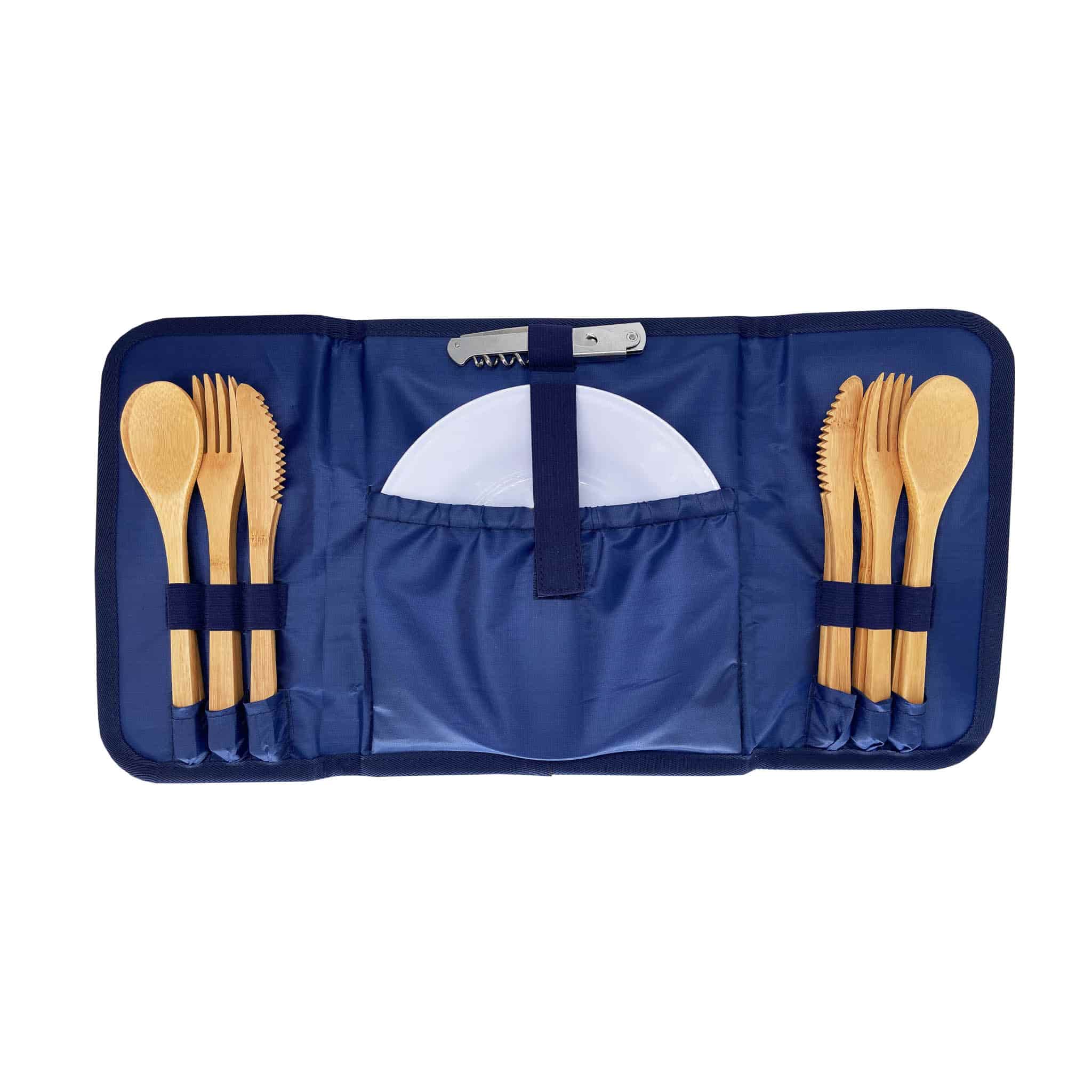 Sac de Plage Riviera Blue Stripe Picnic Tote, 4 Person - Image 4