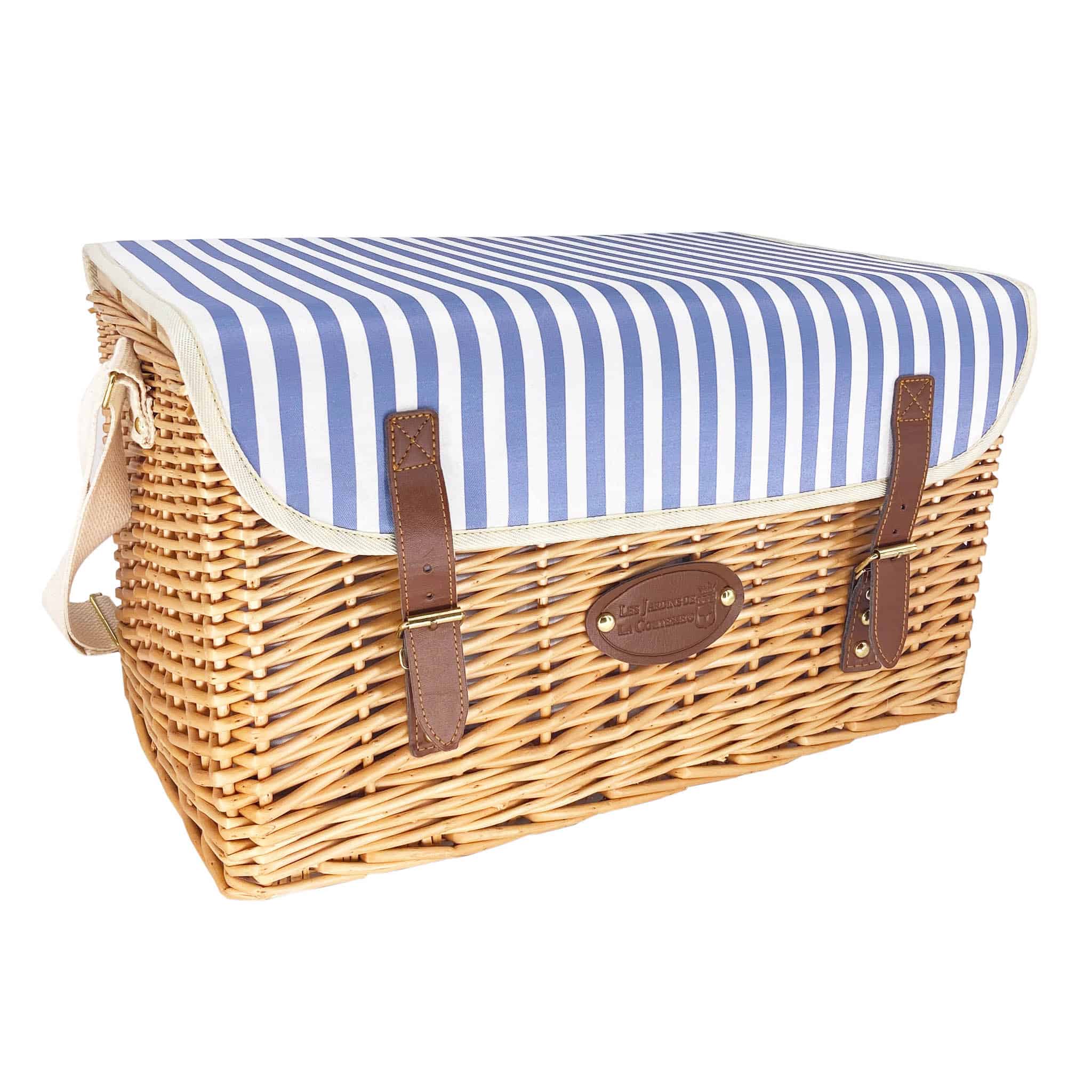 Saint-Malo Blue Striped Picnic Basket with Table, 4 Person - Image 3