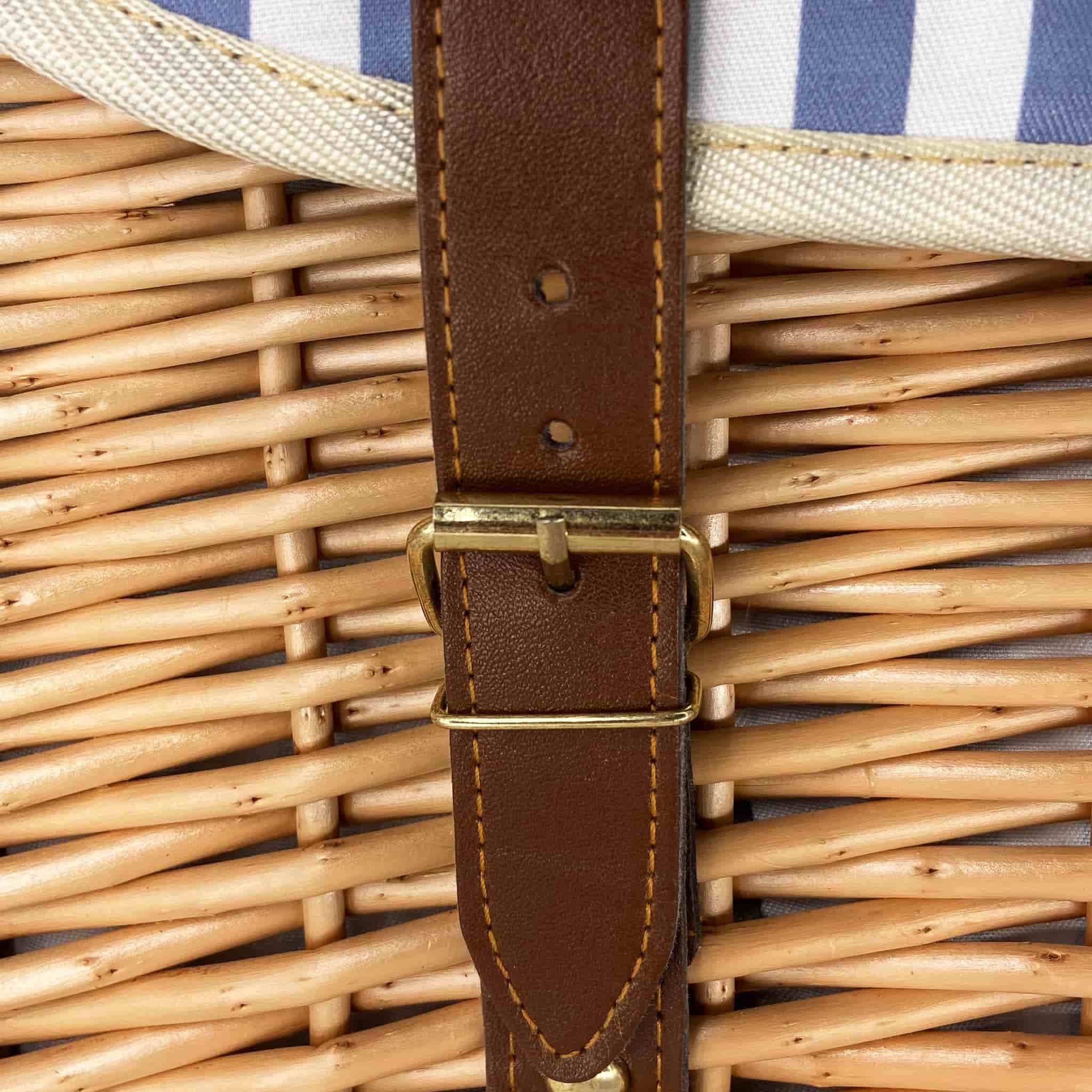 Saint-Malo Blue Striped Picnic Basket with Table, 4 Person - Image 6