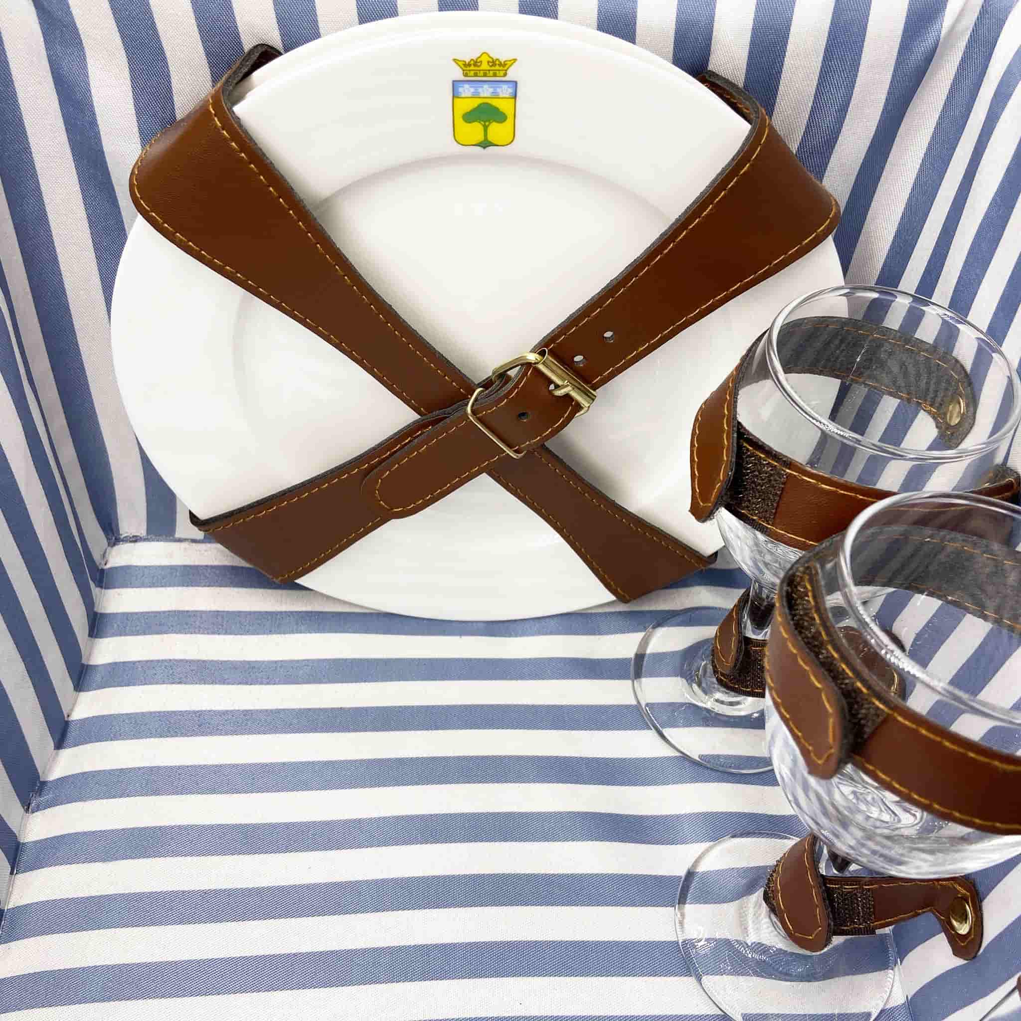 Saint-Malo Blue Striped Picnic Basket with Table, 4 Person - Image 7