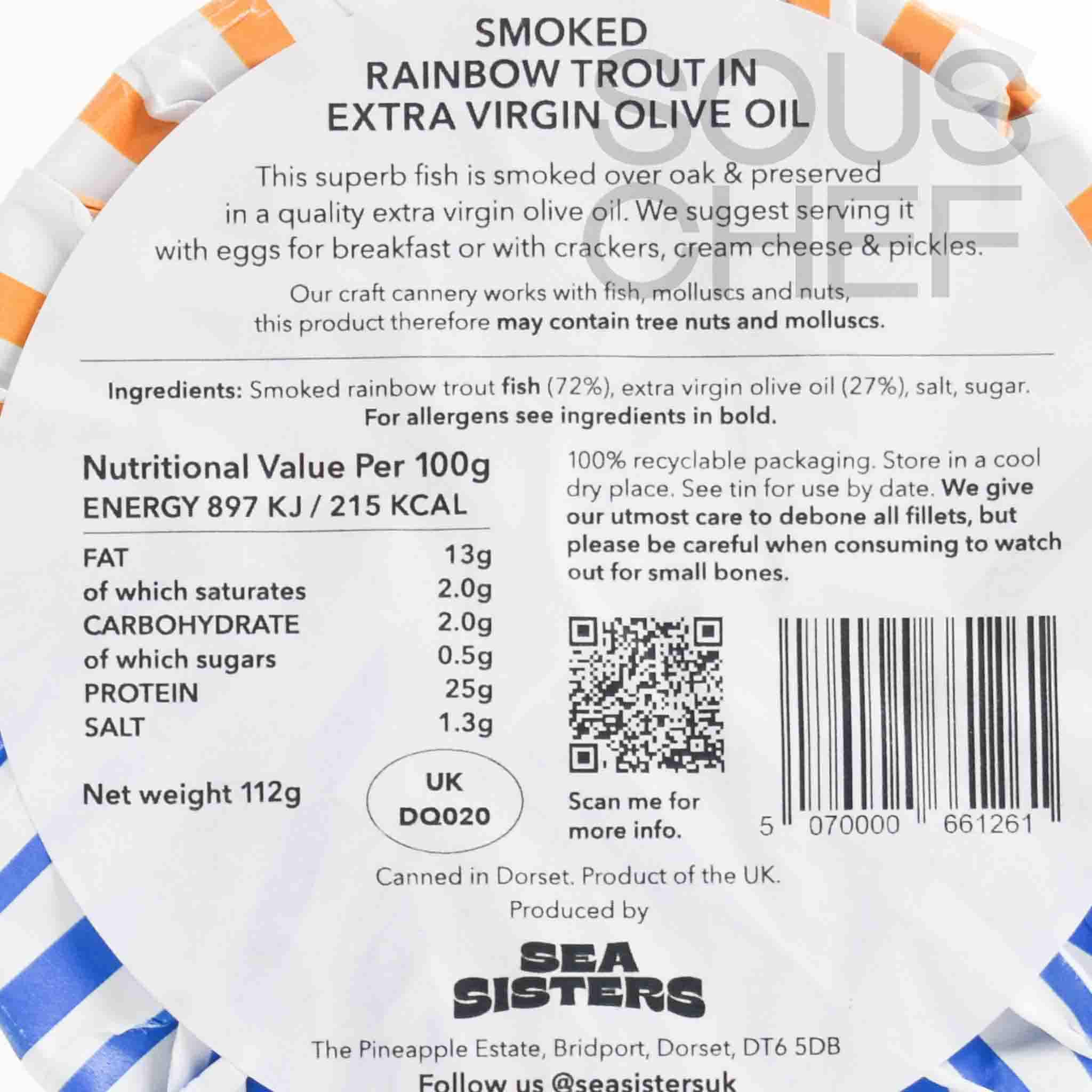 Sea Sisters Tinned Rainbow Trout Smoked Over Oak, 110g - Image 4