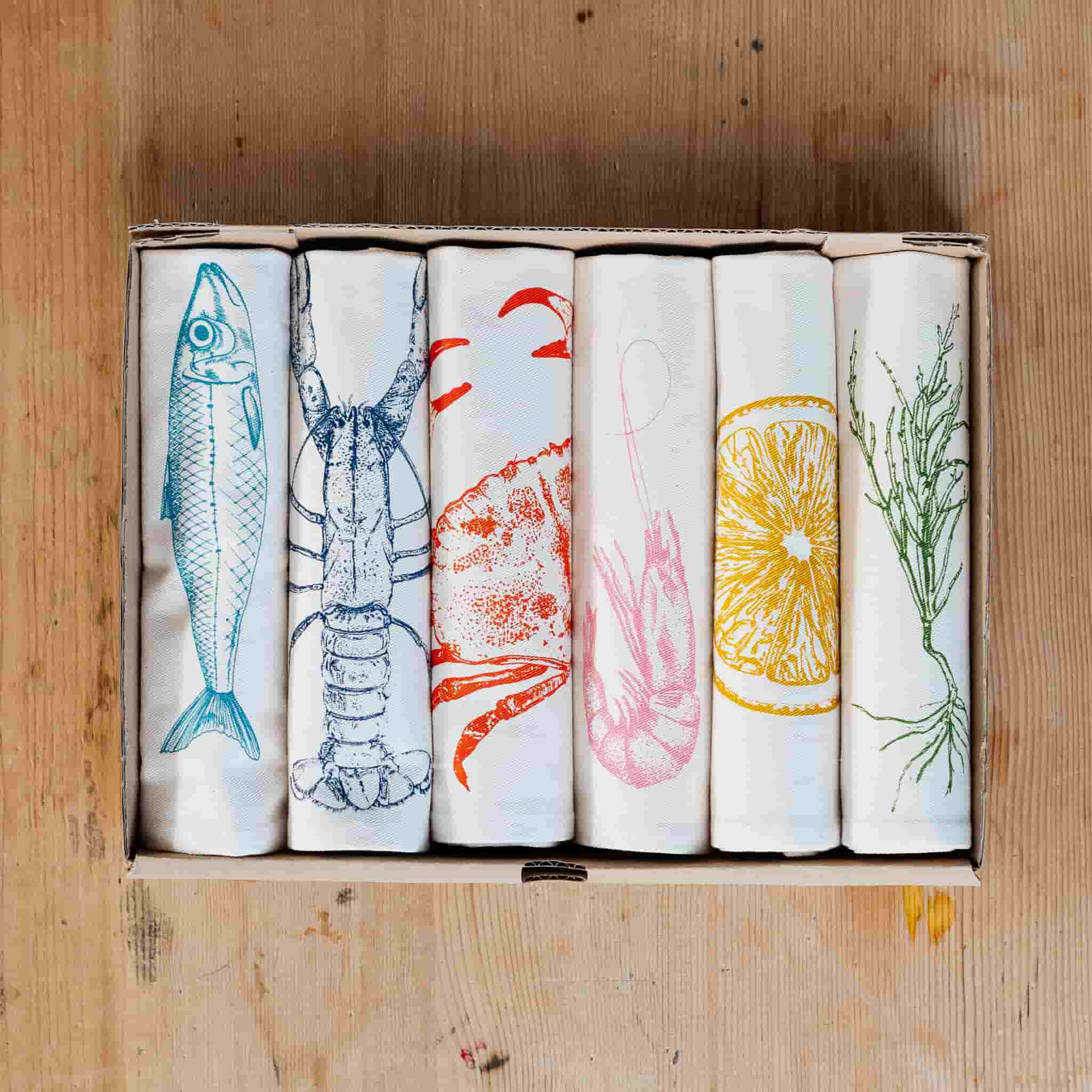Lottie Day Seafood Design Napkins, Box of 6 - Image 2