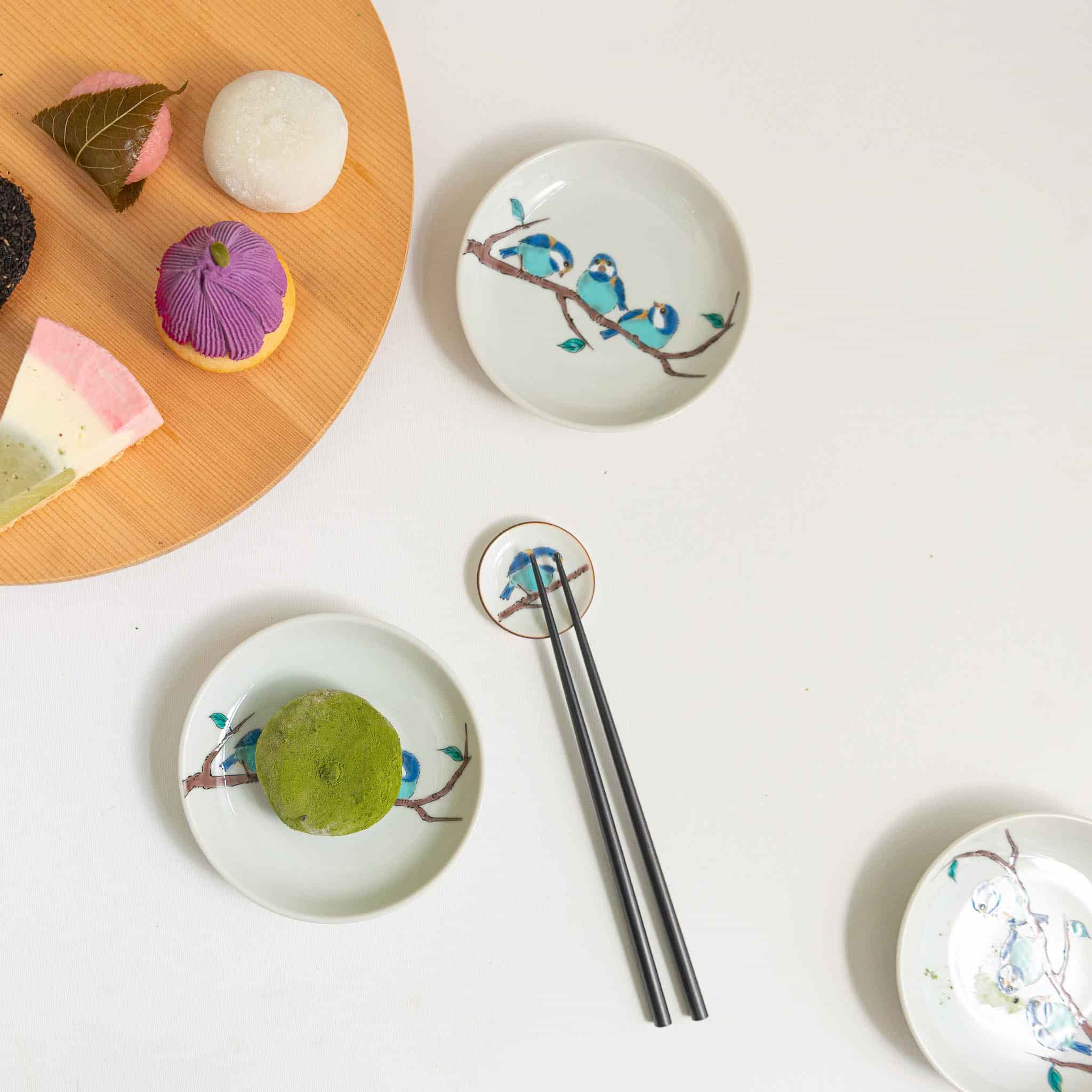 Seikou Porcelain Birds on Branch Garnish Plates, Set of 5, 5.5cm - Image 2