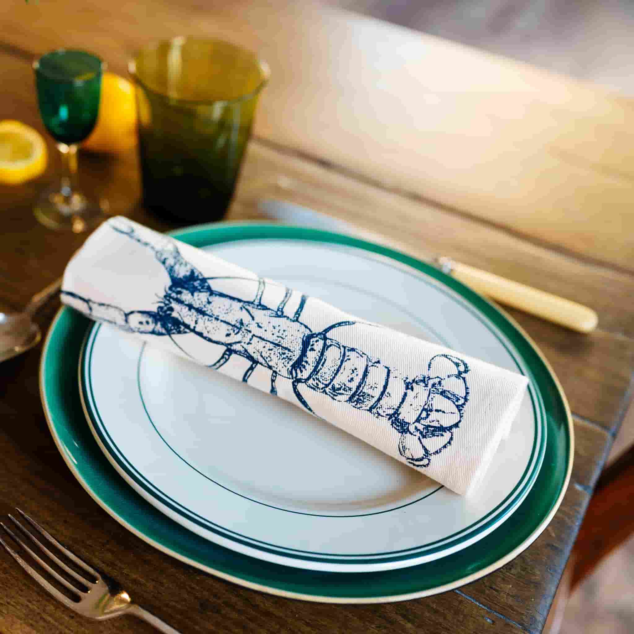 Lottie Day Set of 4 Blue Lobster Napkins - Image 2