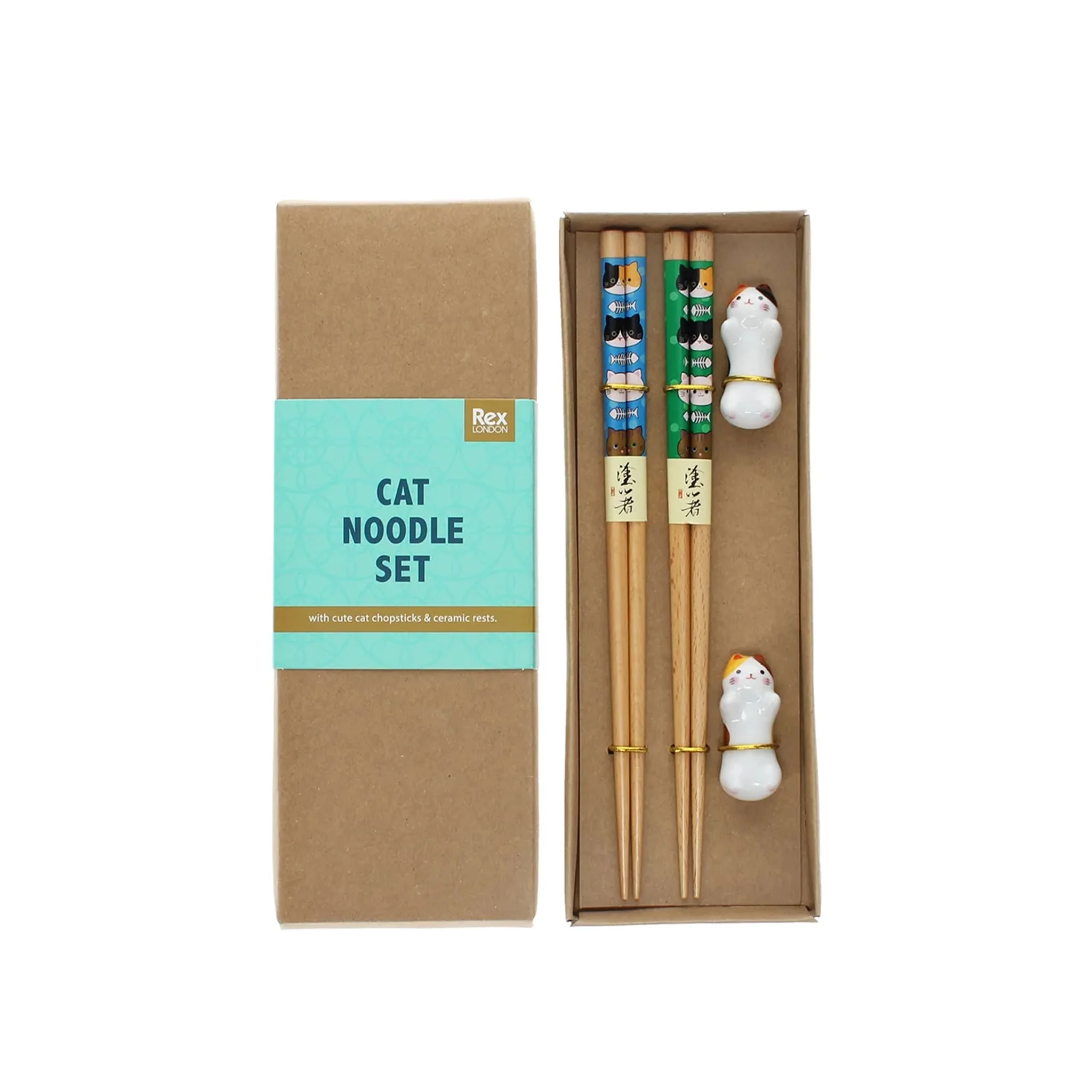 Set of 2 Cat Chopsticks & Rests Set